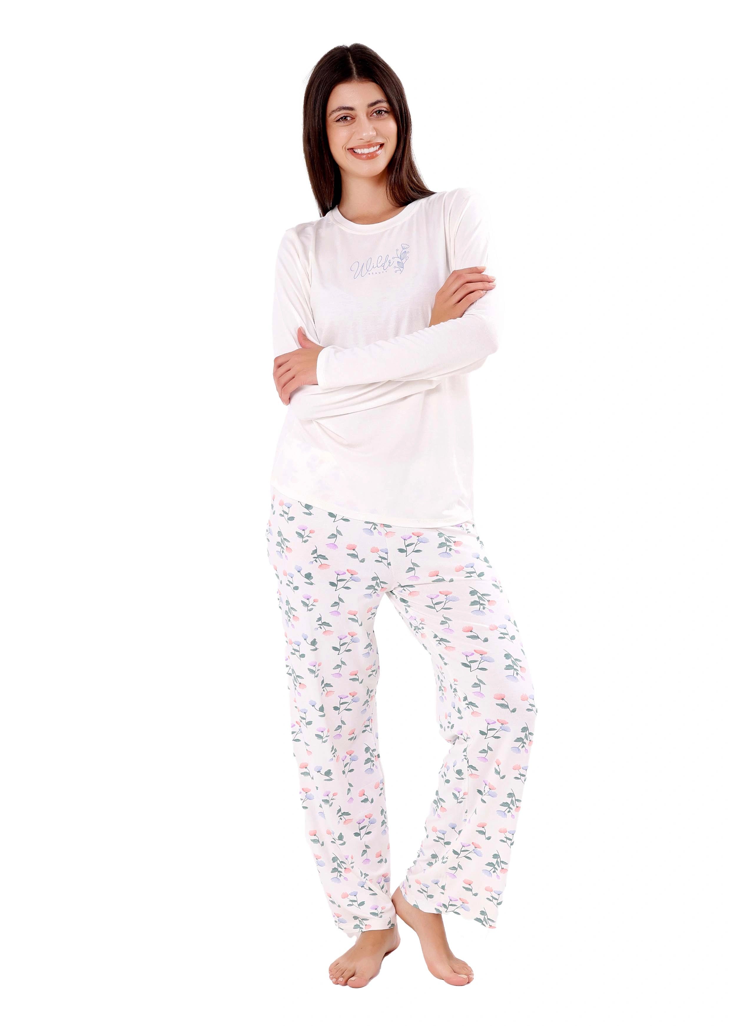 K104 FLOWER BLOOM LONG-SLEEVE PAJAMA SET