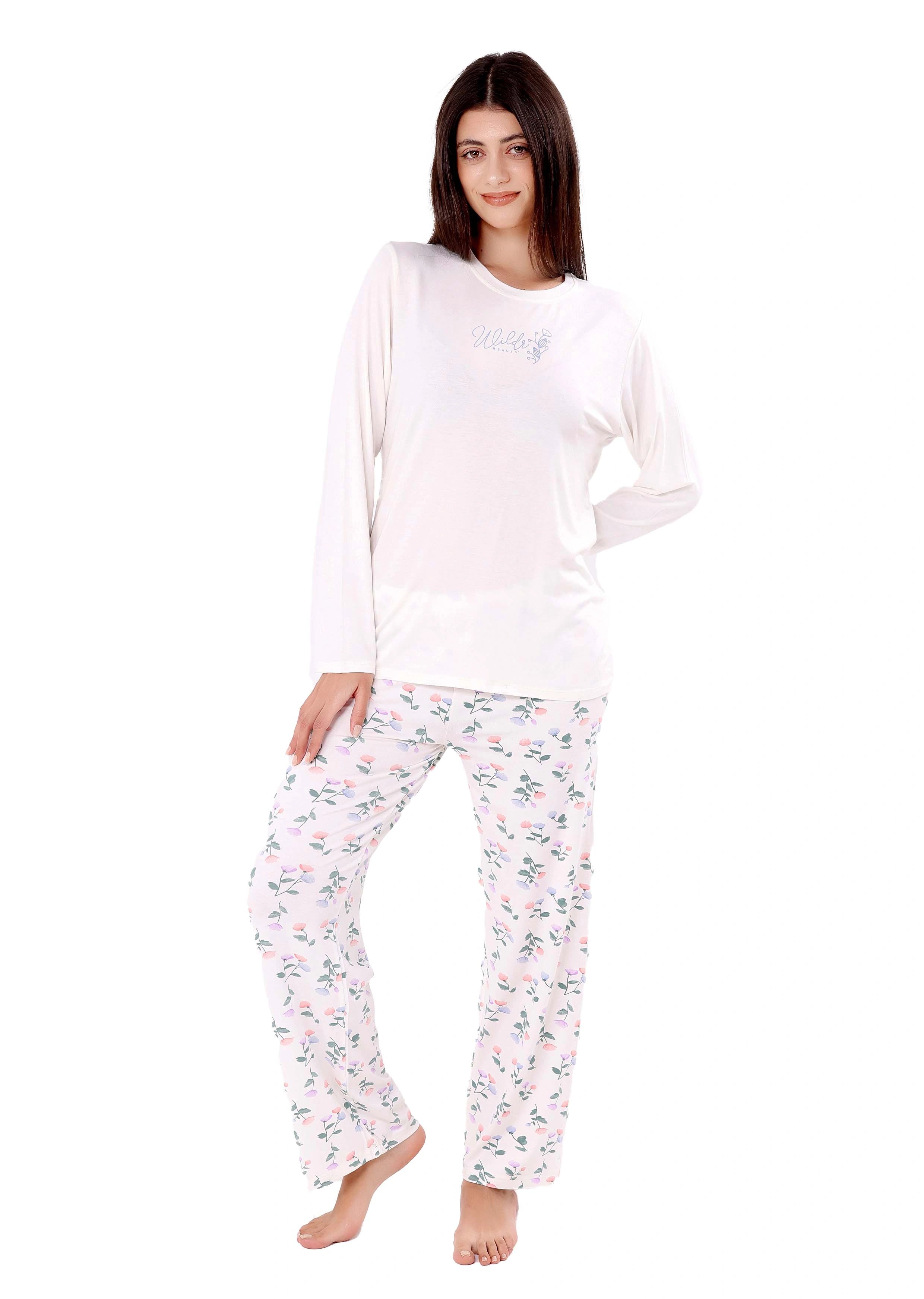 K104 FLOWER BLOOM LONG-SLEEVE PAJAMA SET