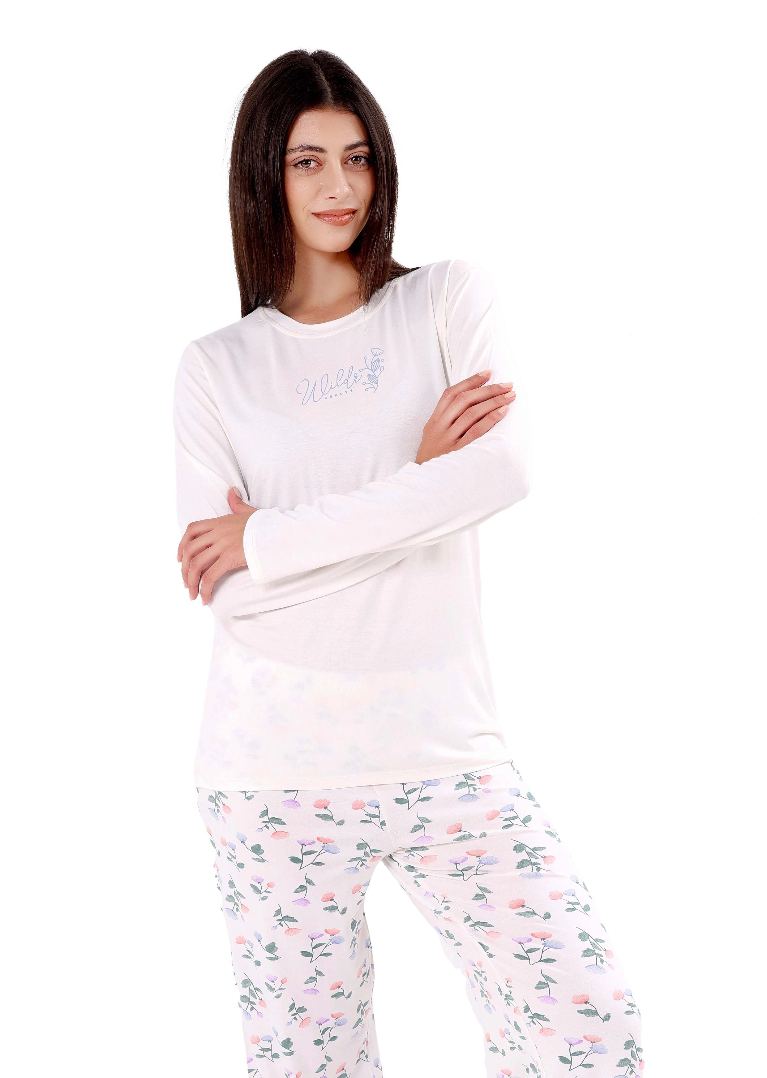 K104 FLOWER BLOOM LONG-SLEEVE PAJAMA SET