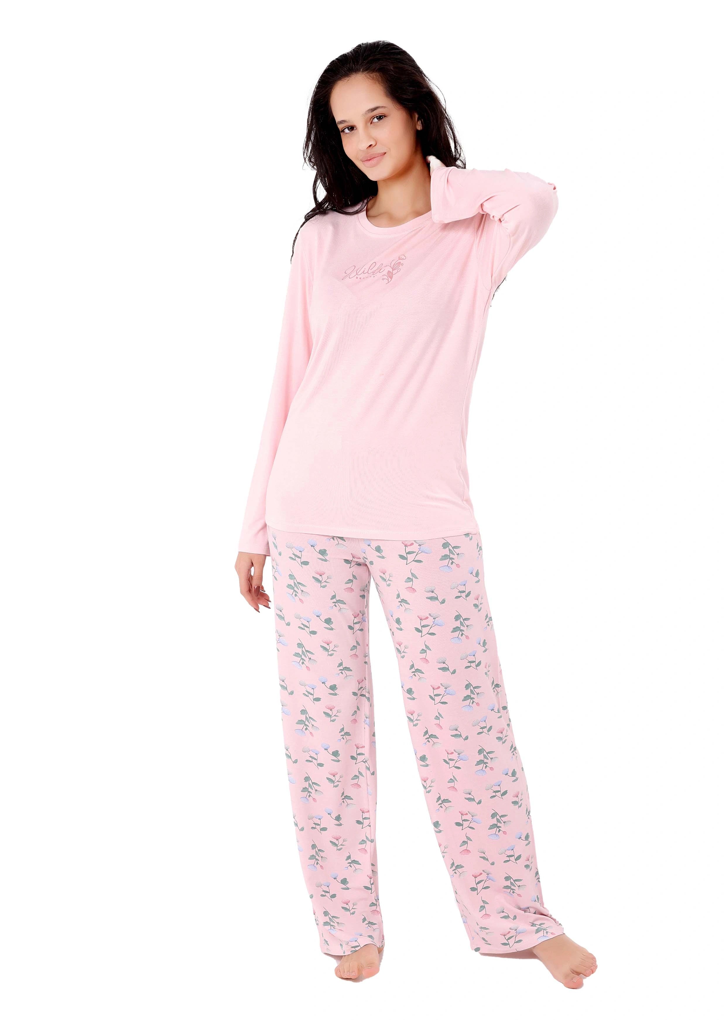 K104 FLOWER BLOOM LONG-SLEEVE PAJAMA SET