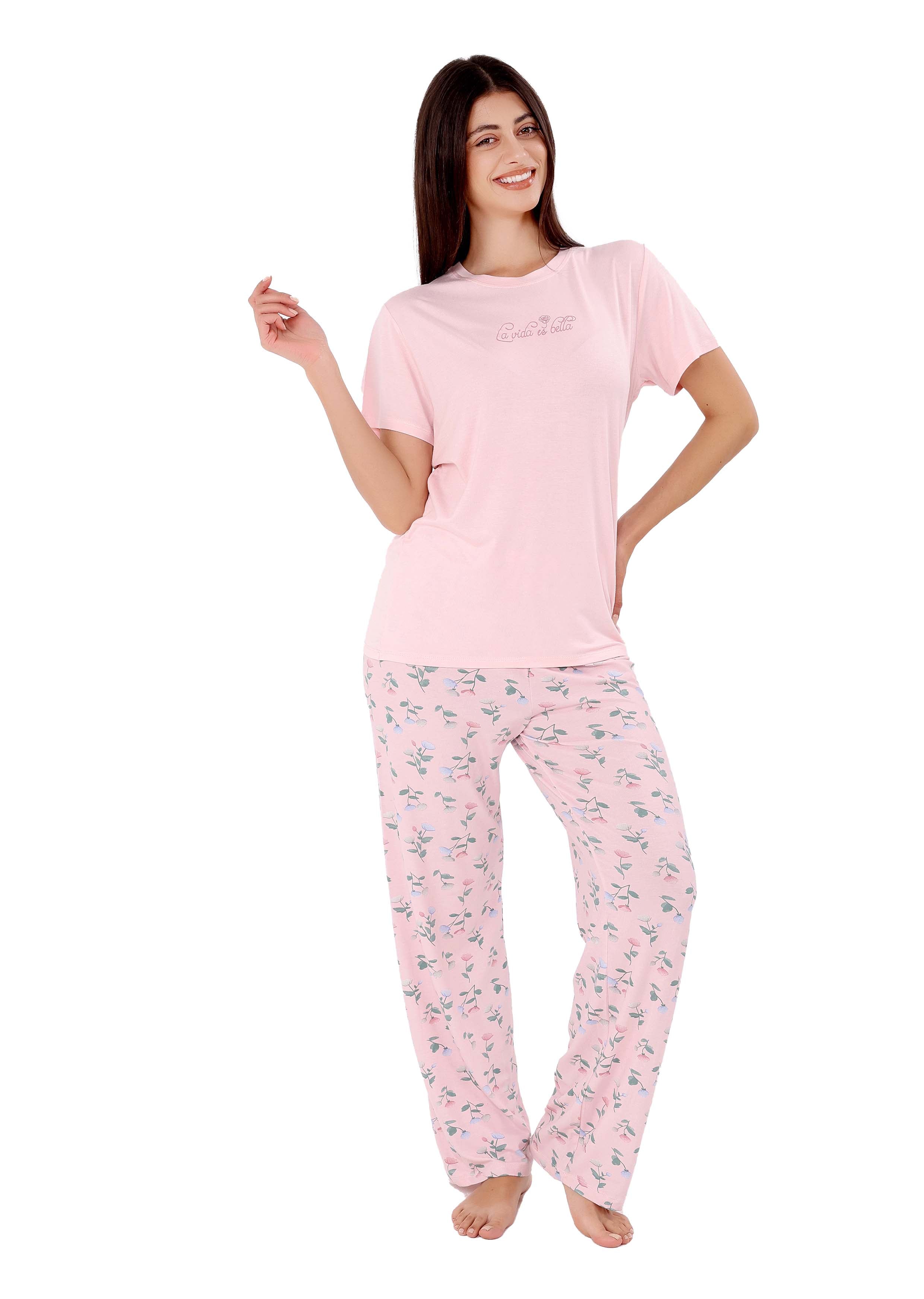 K105 FLOWER BLOOM SHORT-SLEEVE PAJAMA SET