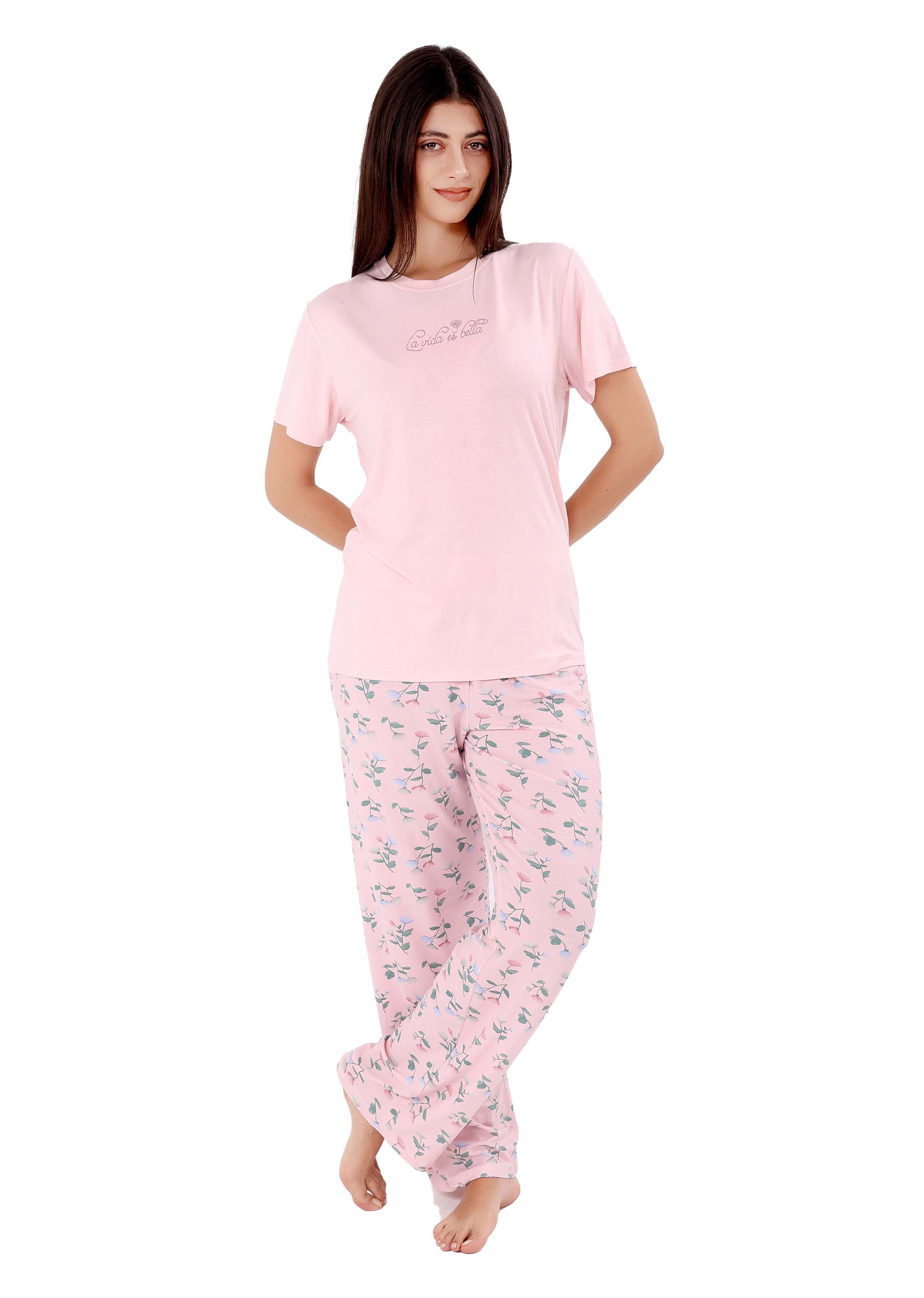 K105 FLOWER BLOOM SHORT-SLEEVE PAJAMA SET