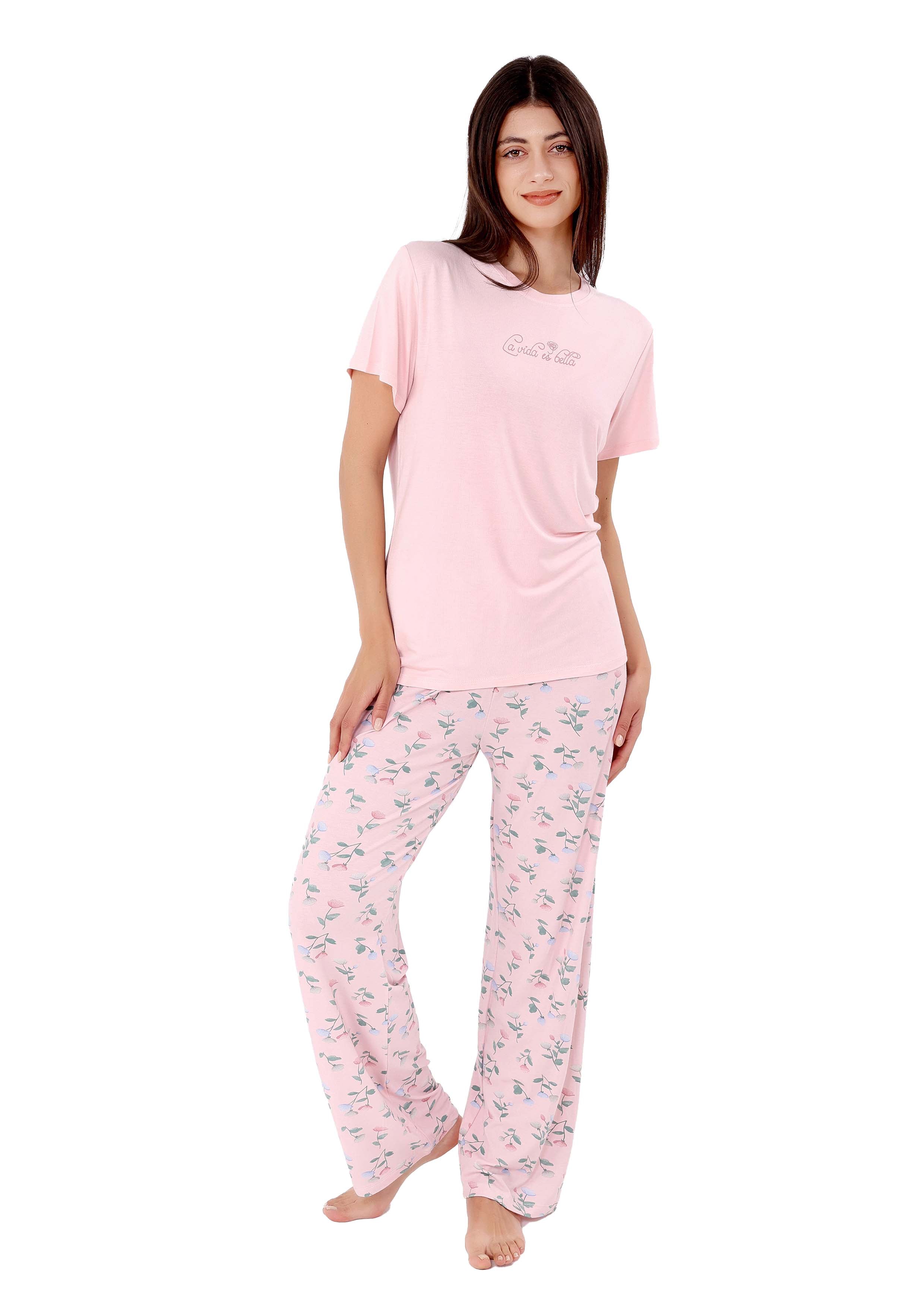 K105 FLOWER BLOOM SHORT-SLEEVE PAJAMA SET