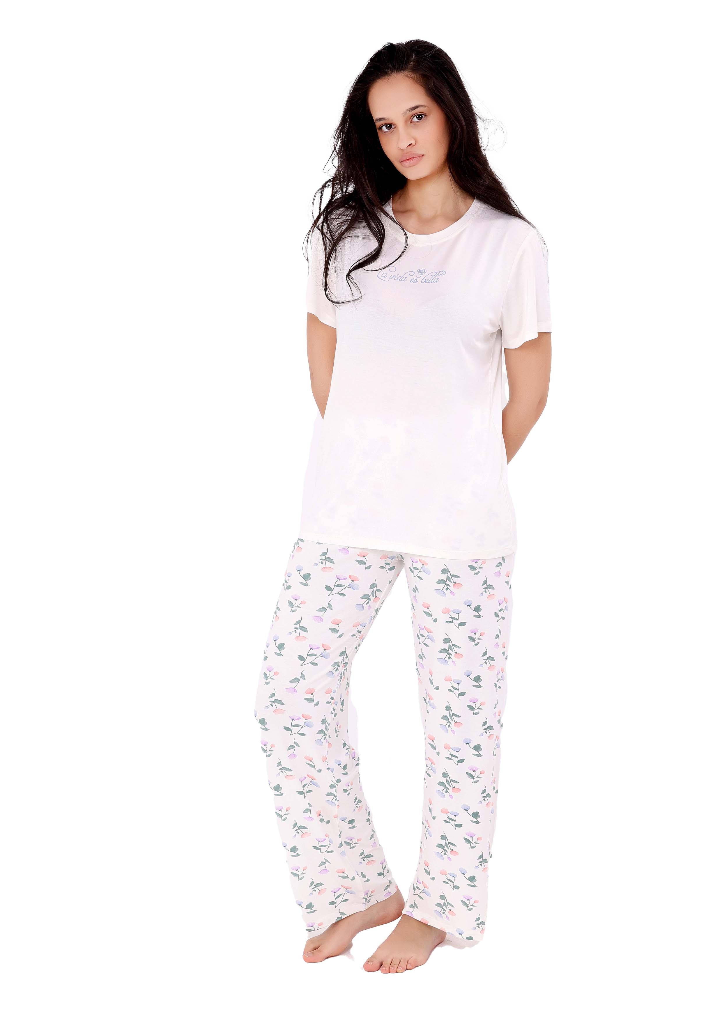 K105 FLOWER BLOOM SHORT-SLEEVE PAJAMA SET
