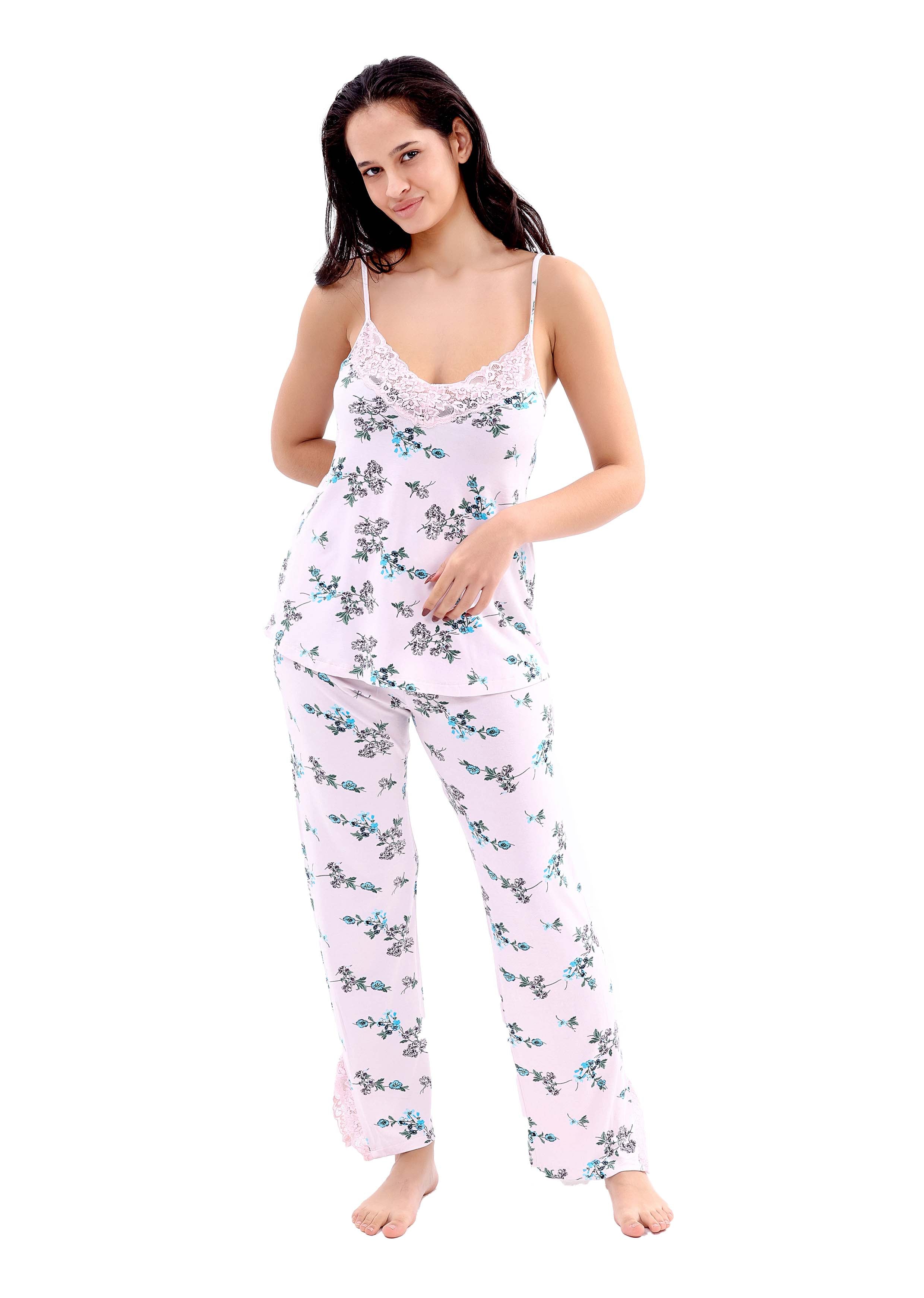 K129 PASTEL FLOWERS PANTS PAJAMA SET