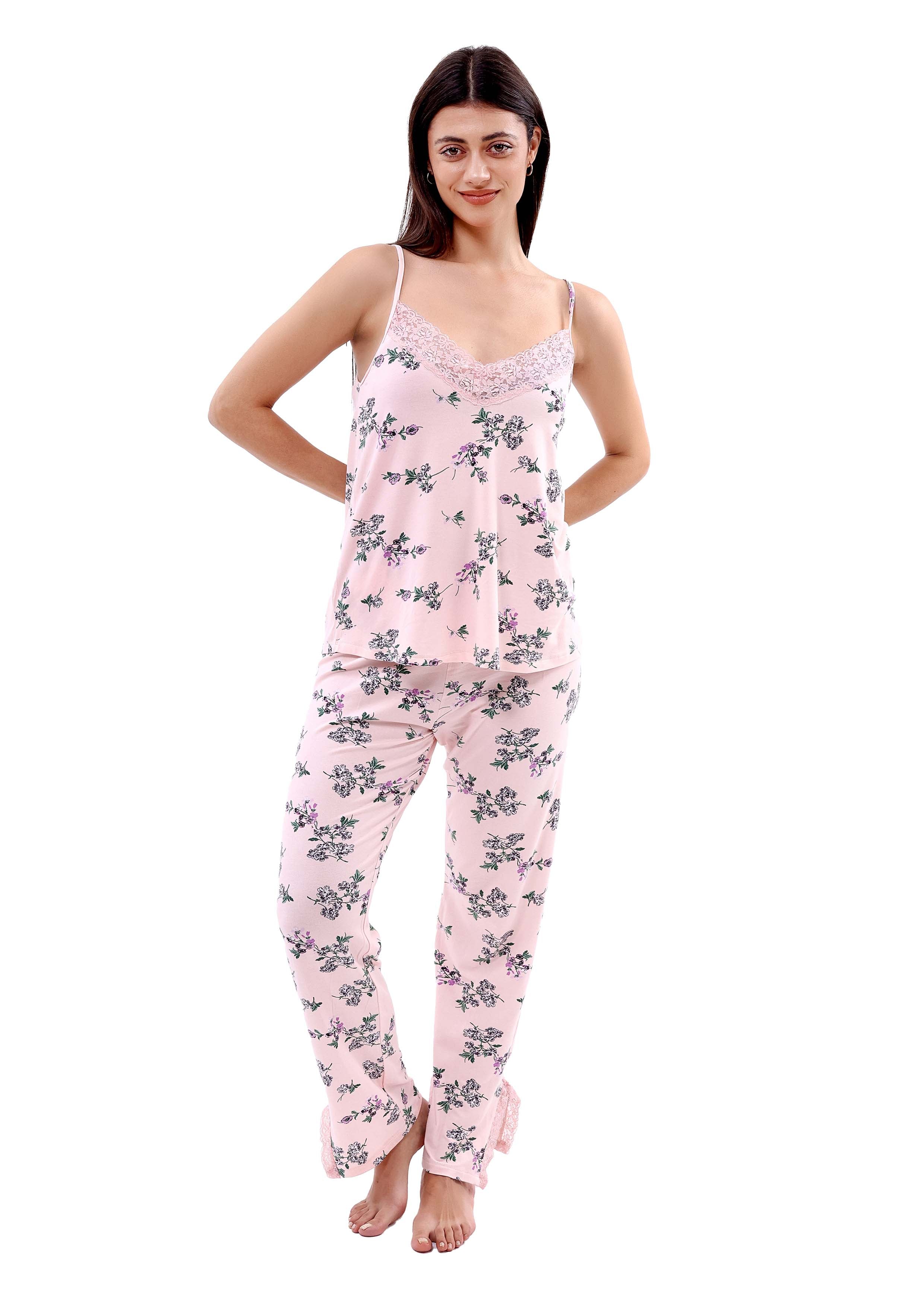 K129 PASTEL FLOWERS PANTS PAJAMA SET