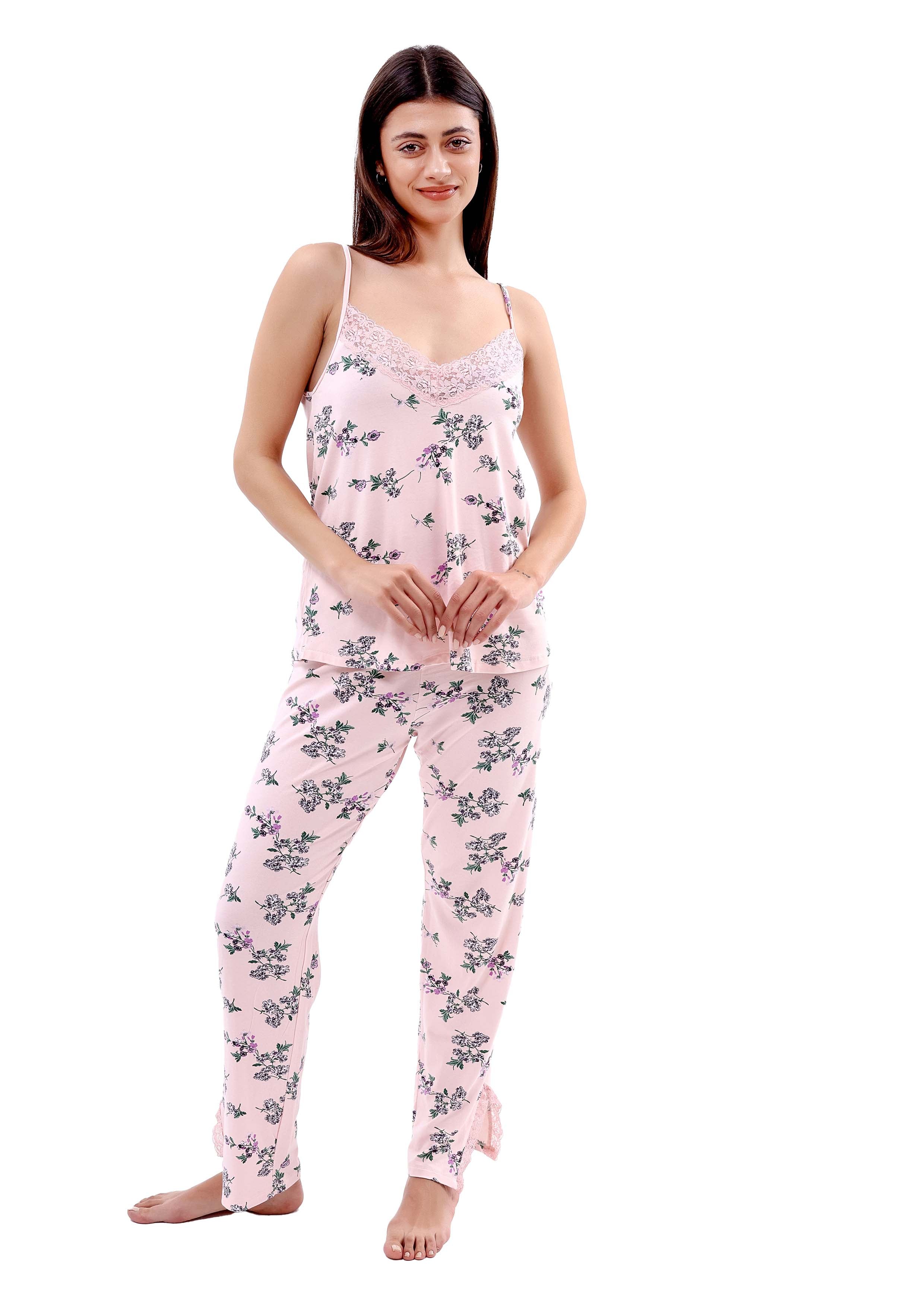 K129 PASTEL FLOWERS PANTS PAJAMA SET
