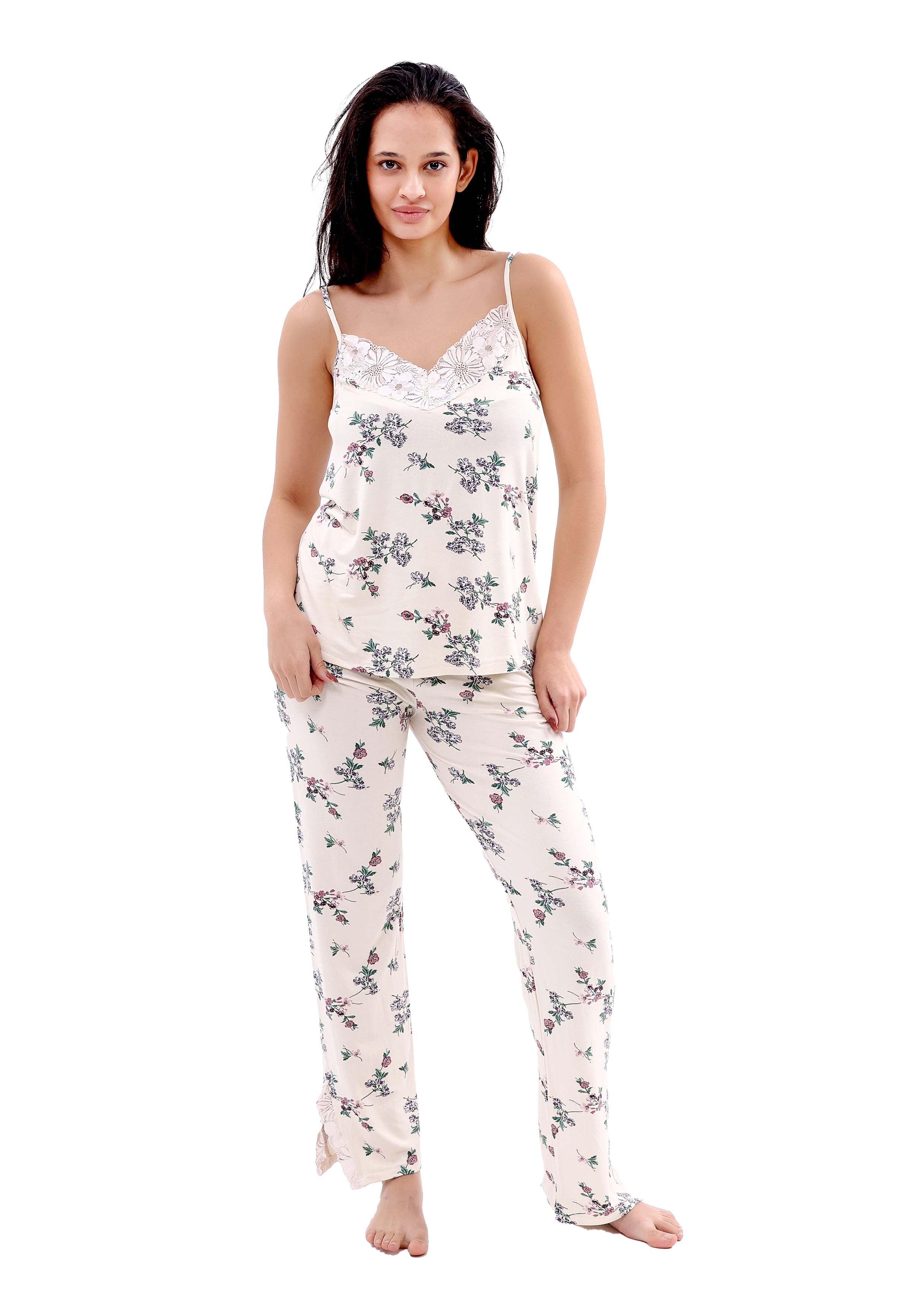 K129 PASTEL FLOWERS PANTS PAJAMA SET