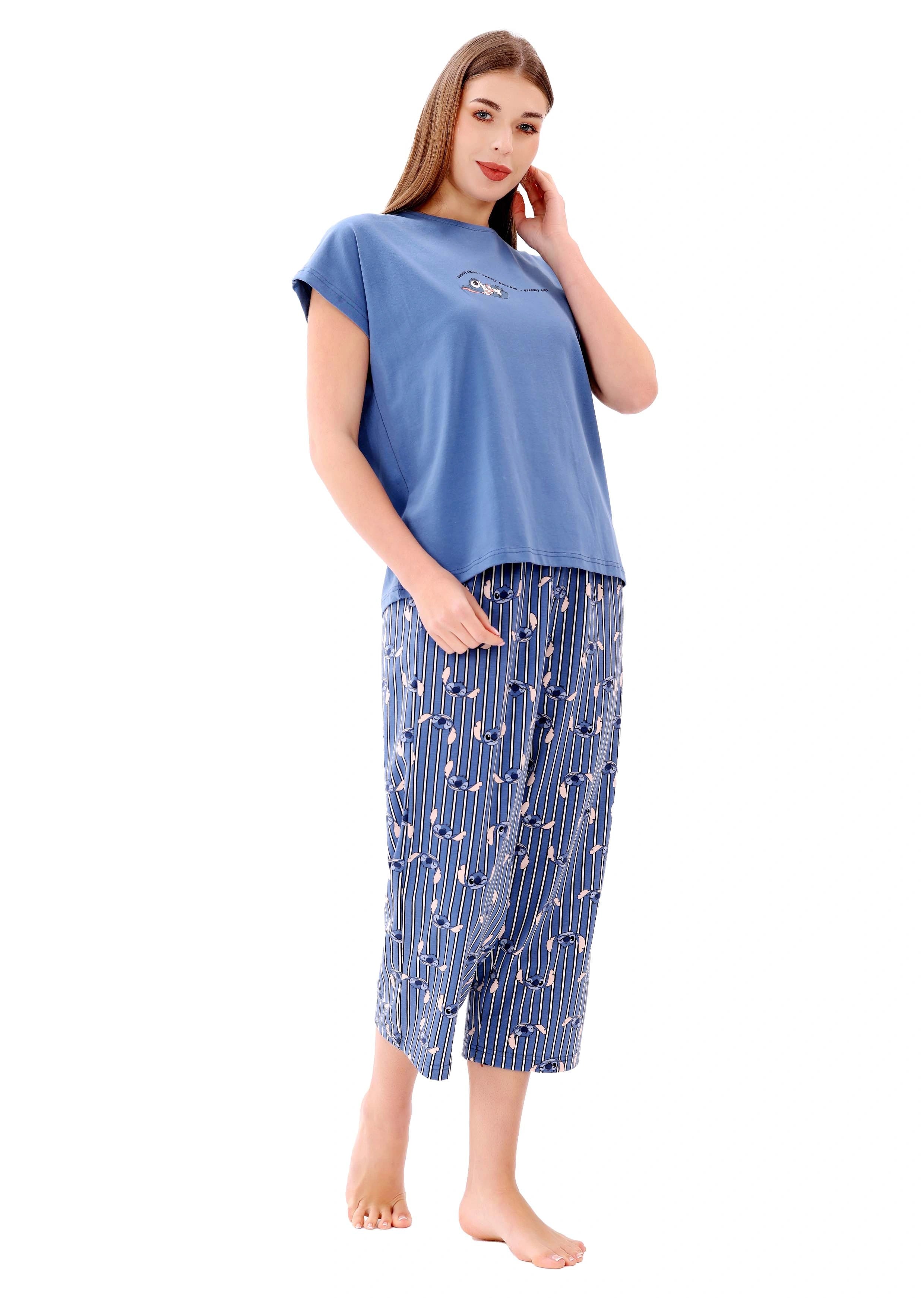 L304 STITCH STRIPE CAPRI PANTS PAJAMA SET