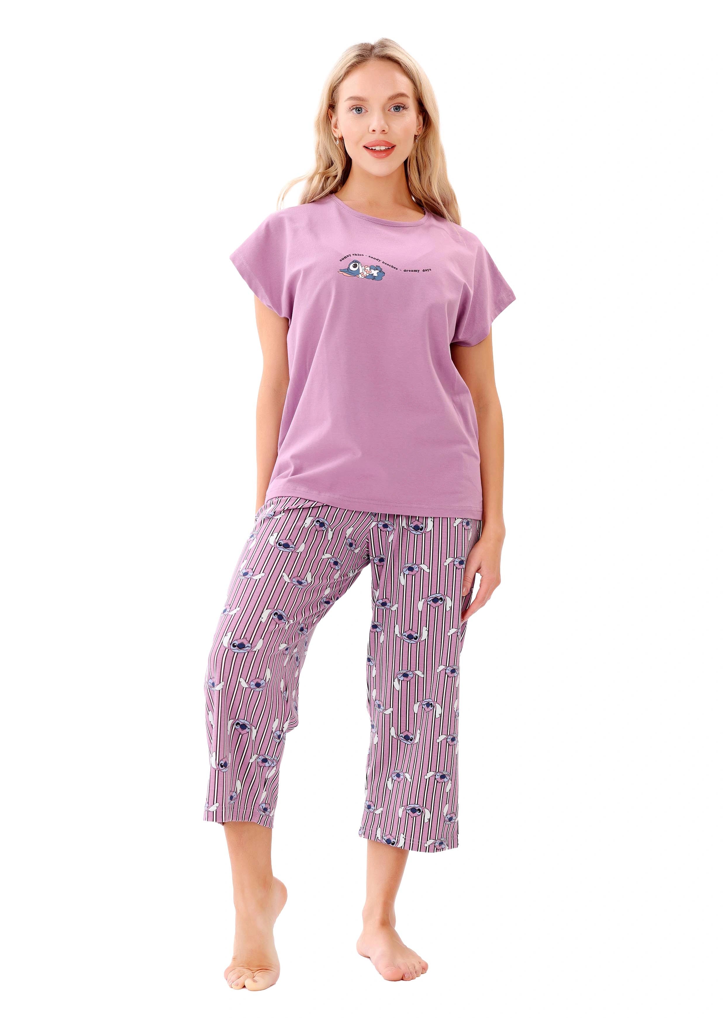 L304 STITCH STRIPE CAPRI PANTS PAJAMA SET