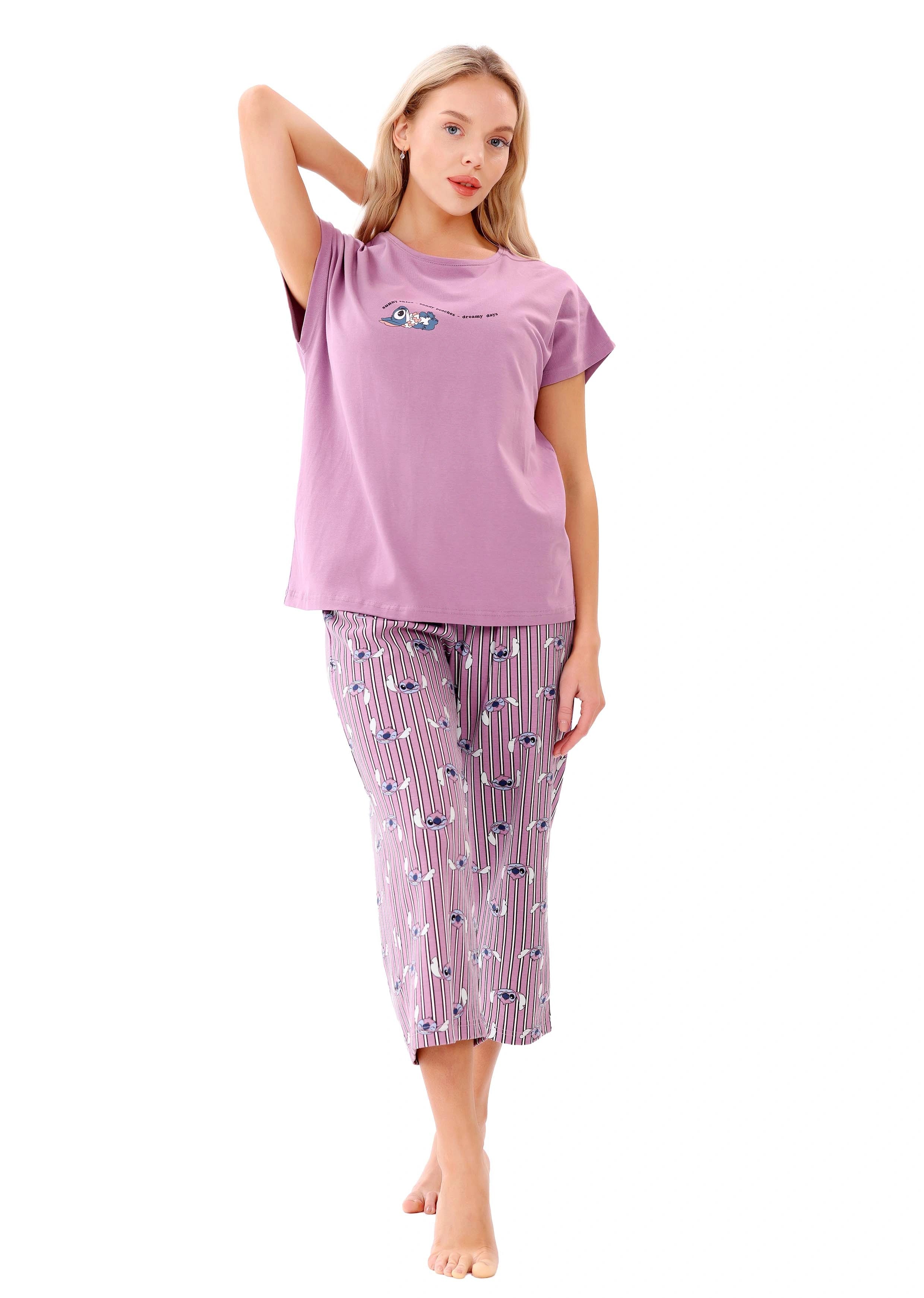 L304 STITCH STRIPE CAPRI PANTS PAJAMA SET