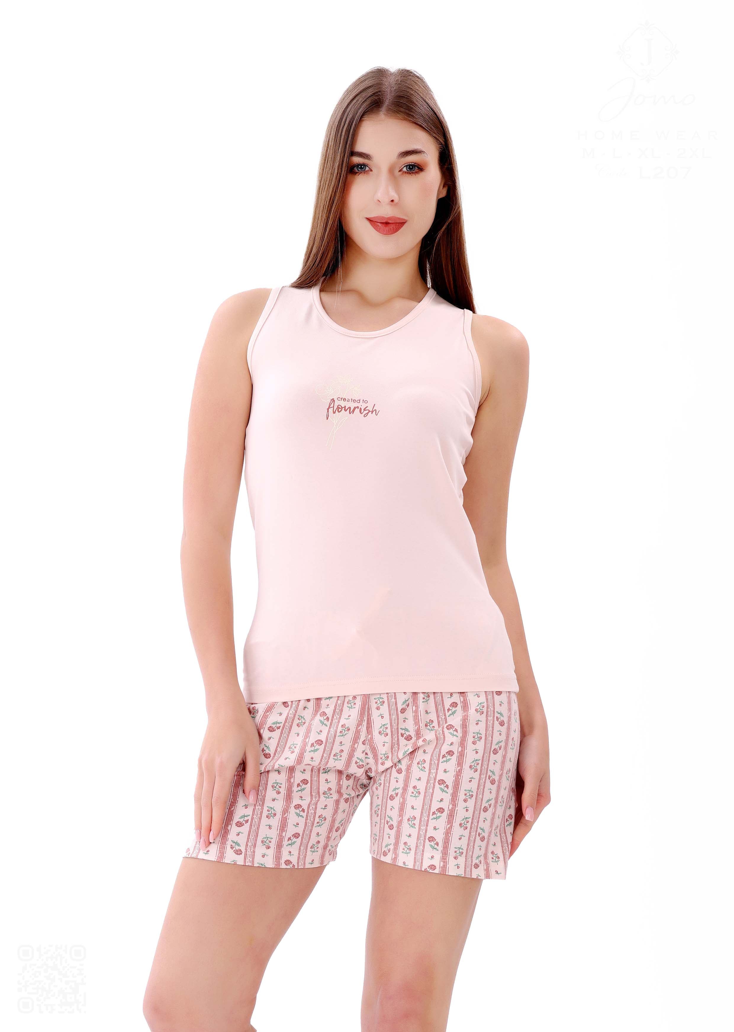 L207 RED & ORANGE ROSES SHORTS PAJAMA SET