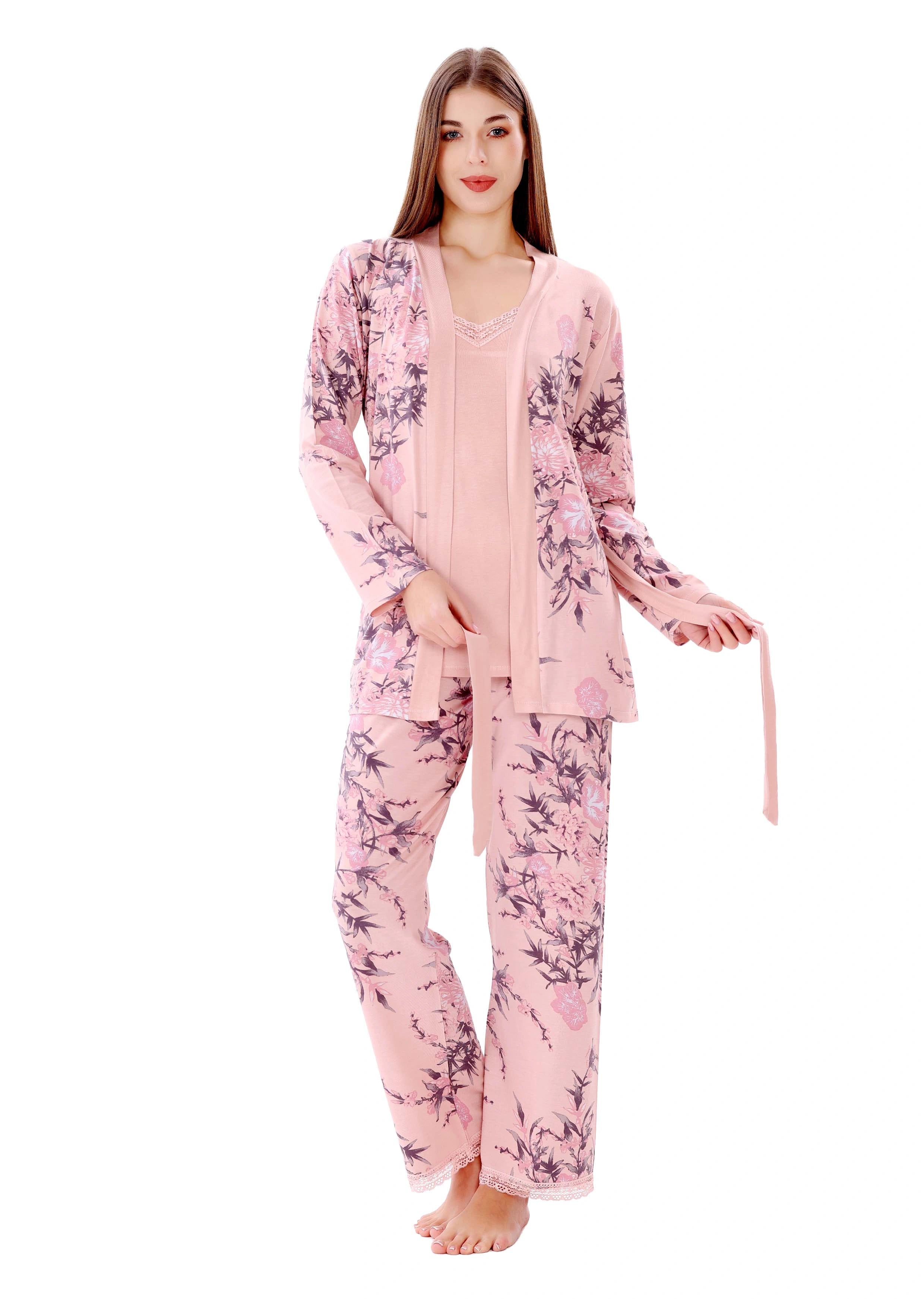 K812 SPRING PASTEL BRANCH 3-PIECE PAJAMA SET