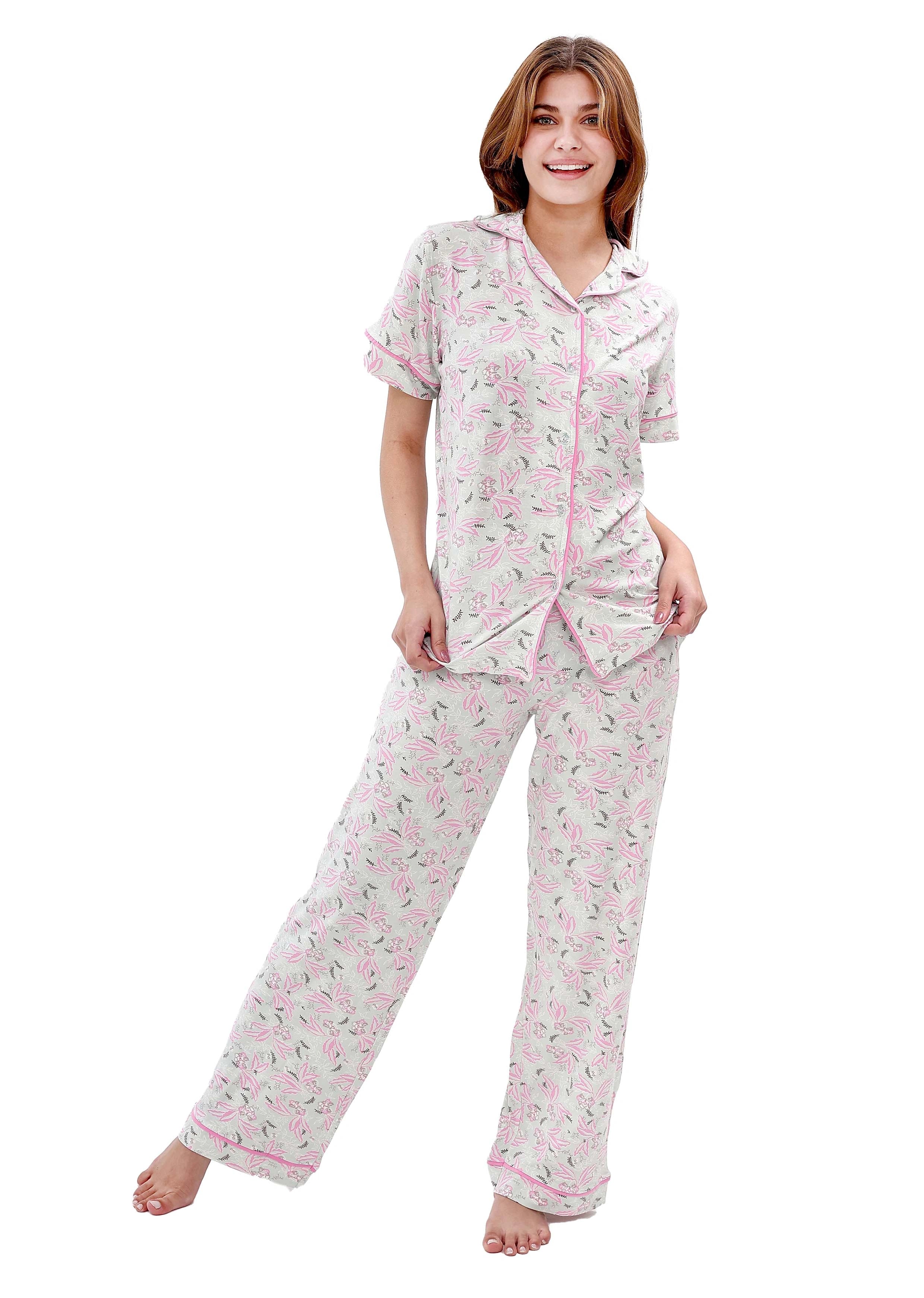 V413 Leafy button-up pants pajama set