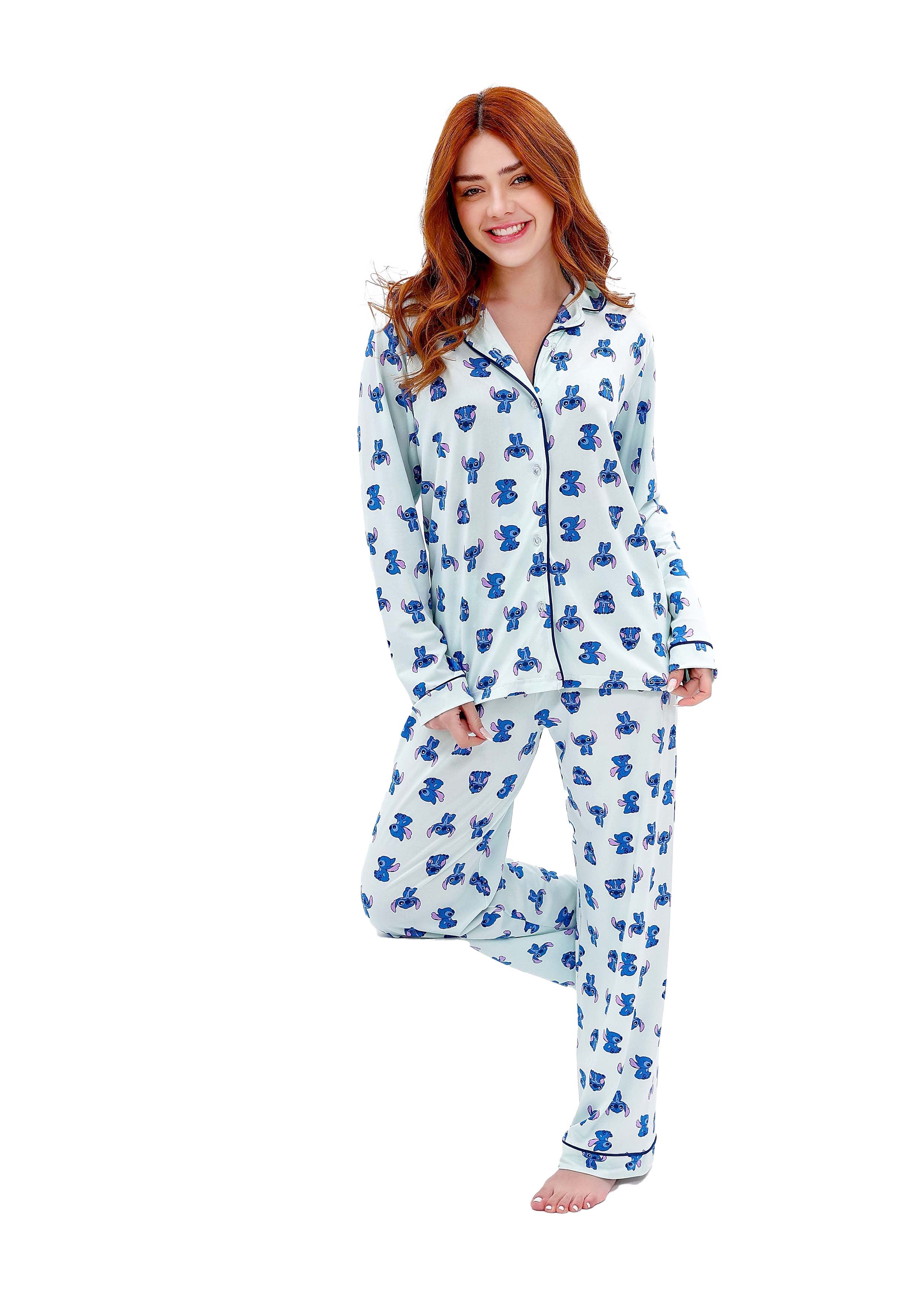 W601 MINNI STITCH BUTTON-UP PAJAMA SET