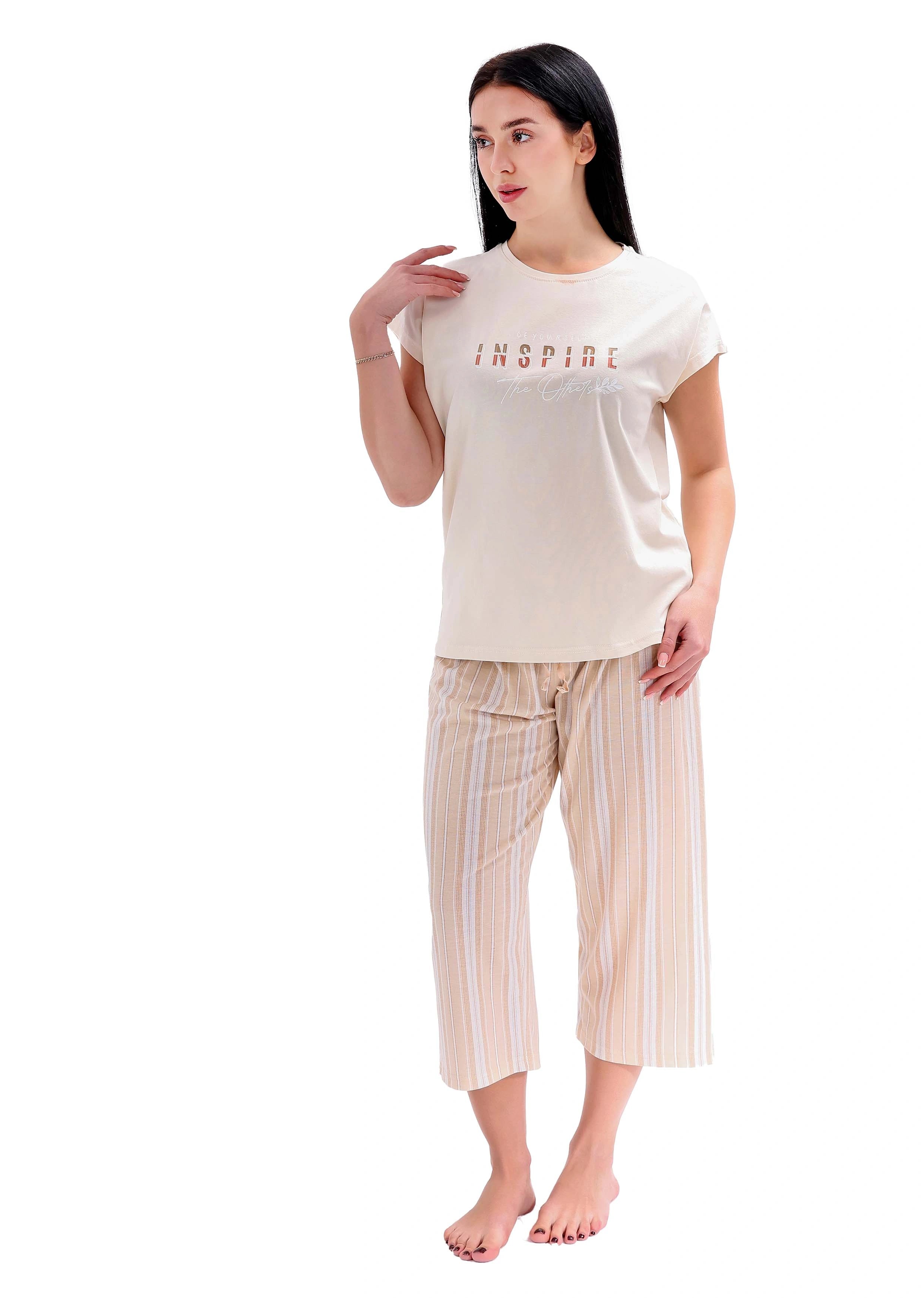 L300 PINK CLOUDS CAPRI PANTS PAJAMA SET
