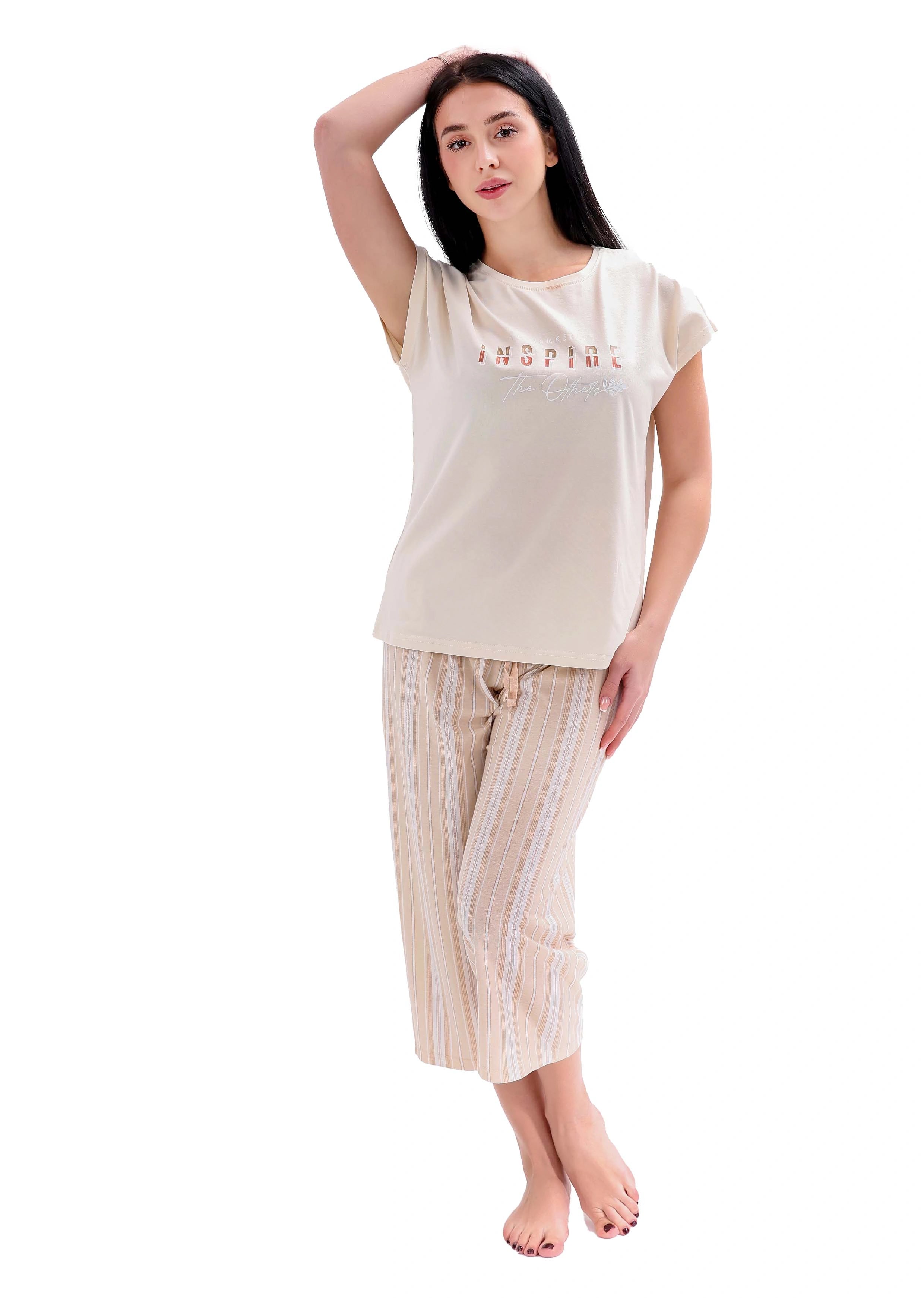 L300 PINK CLOUDS CAPRI PANTS PAJAMA SET