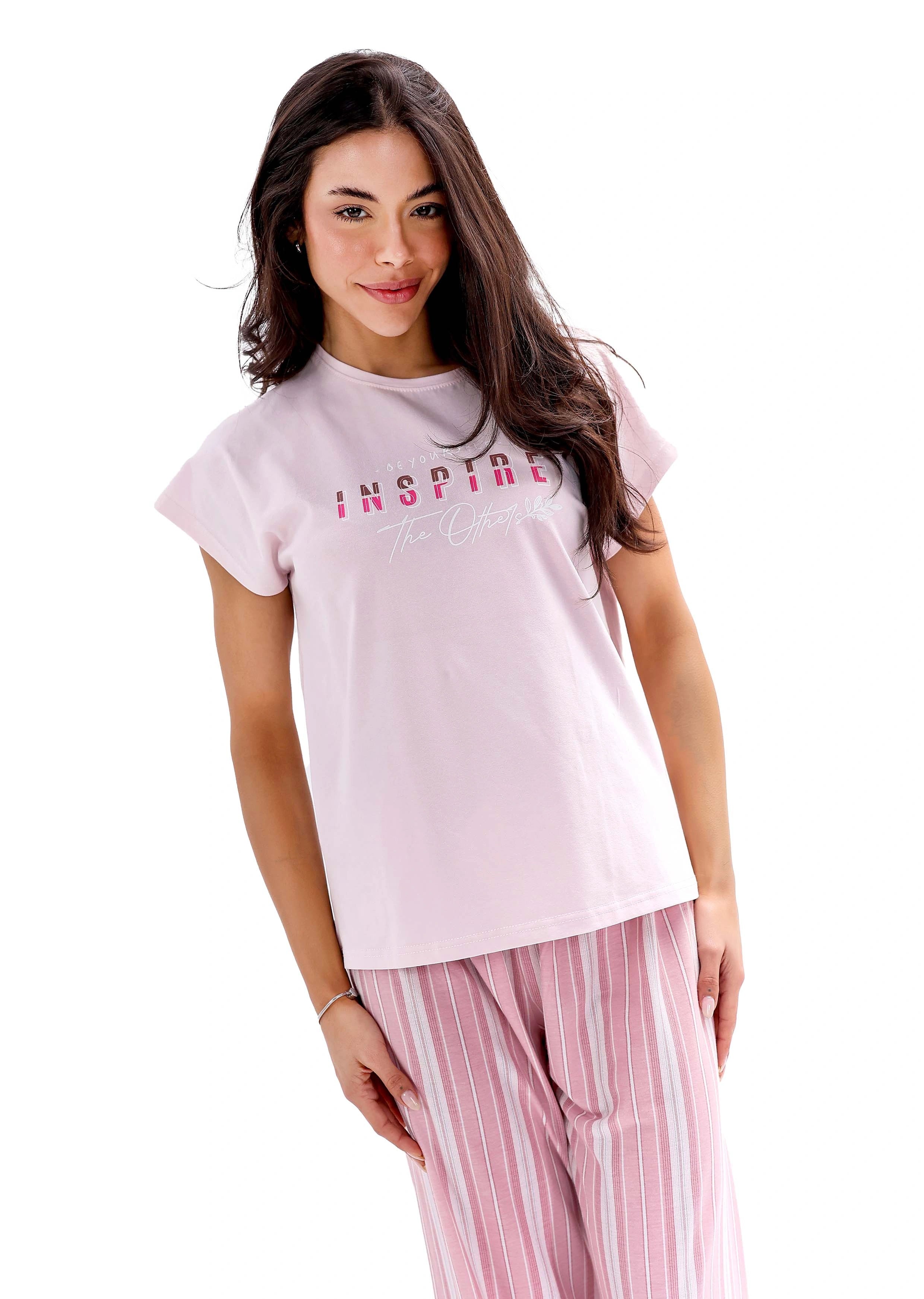 L300 PINK CLOUDS CAPRI PANTS PAJAMA SET