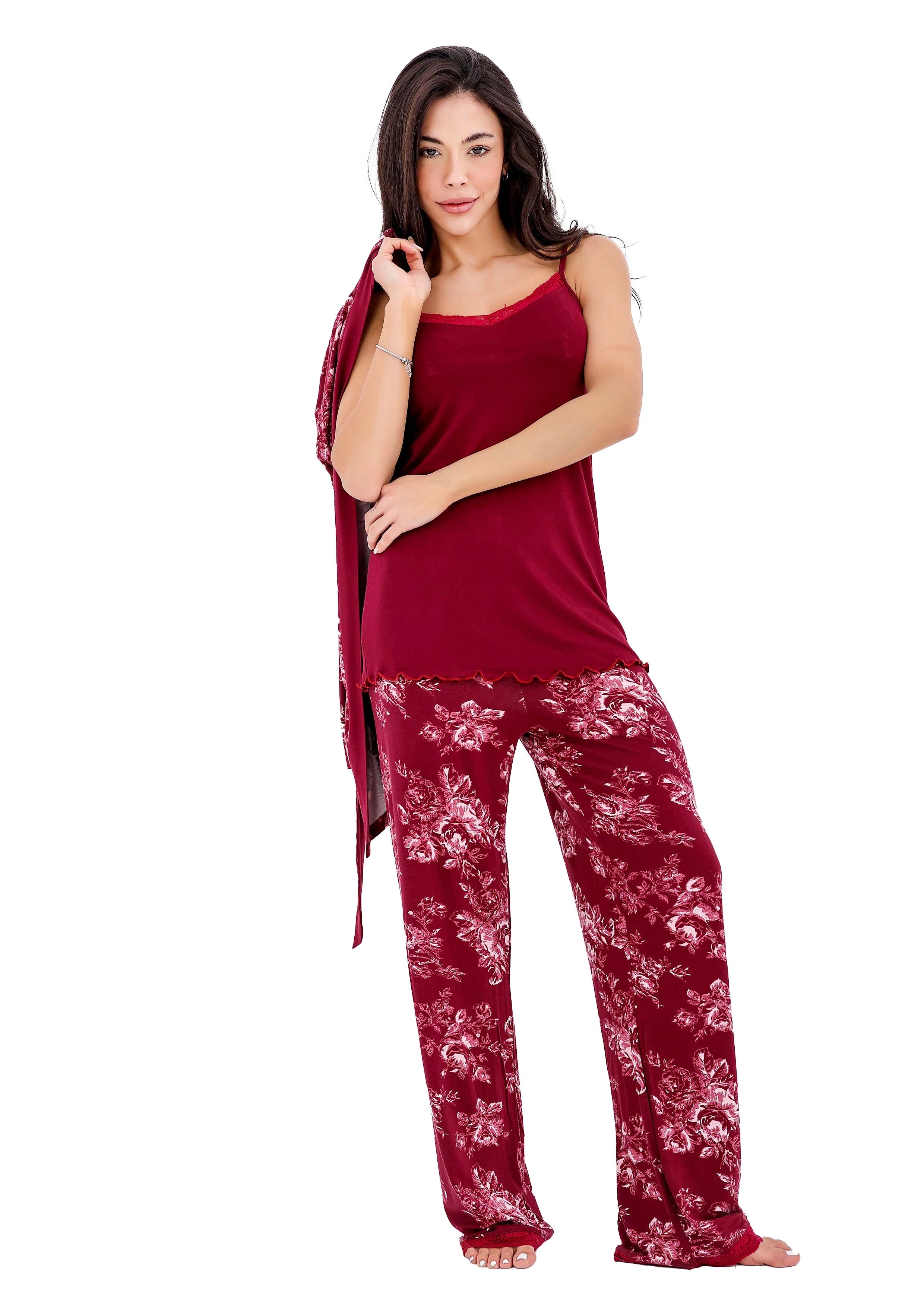 K802 DARK ORHCID 3-PIECE PAJAMA SET