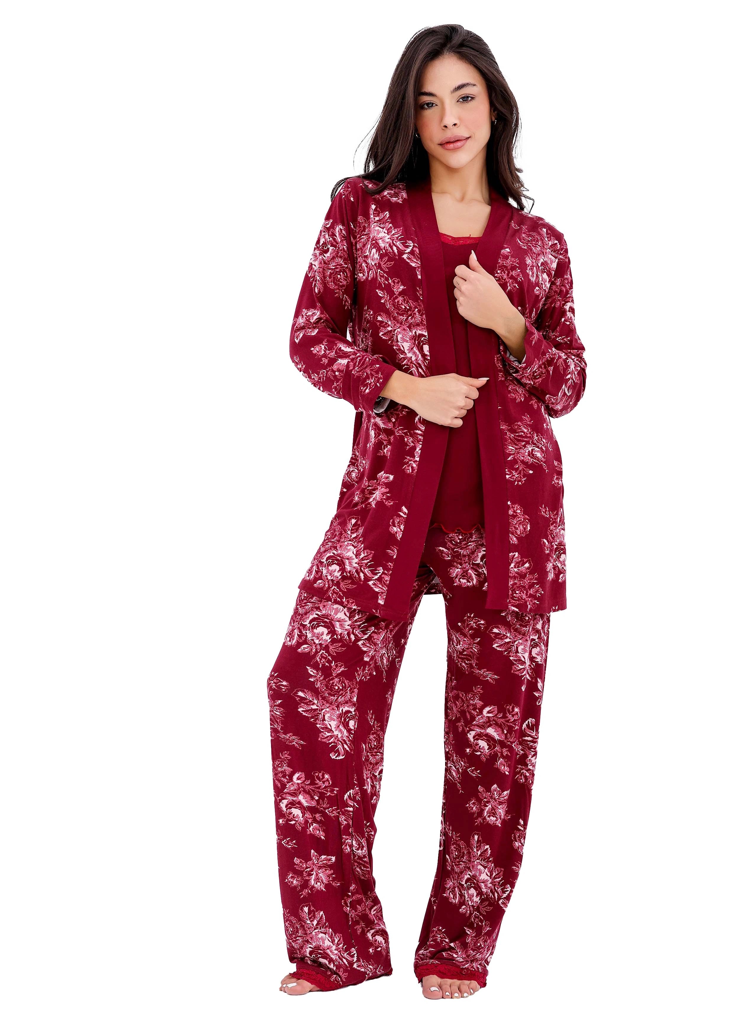 K802 DARK ORHCID 3-PIECE PAJAMA SET
