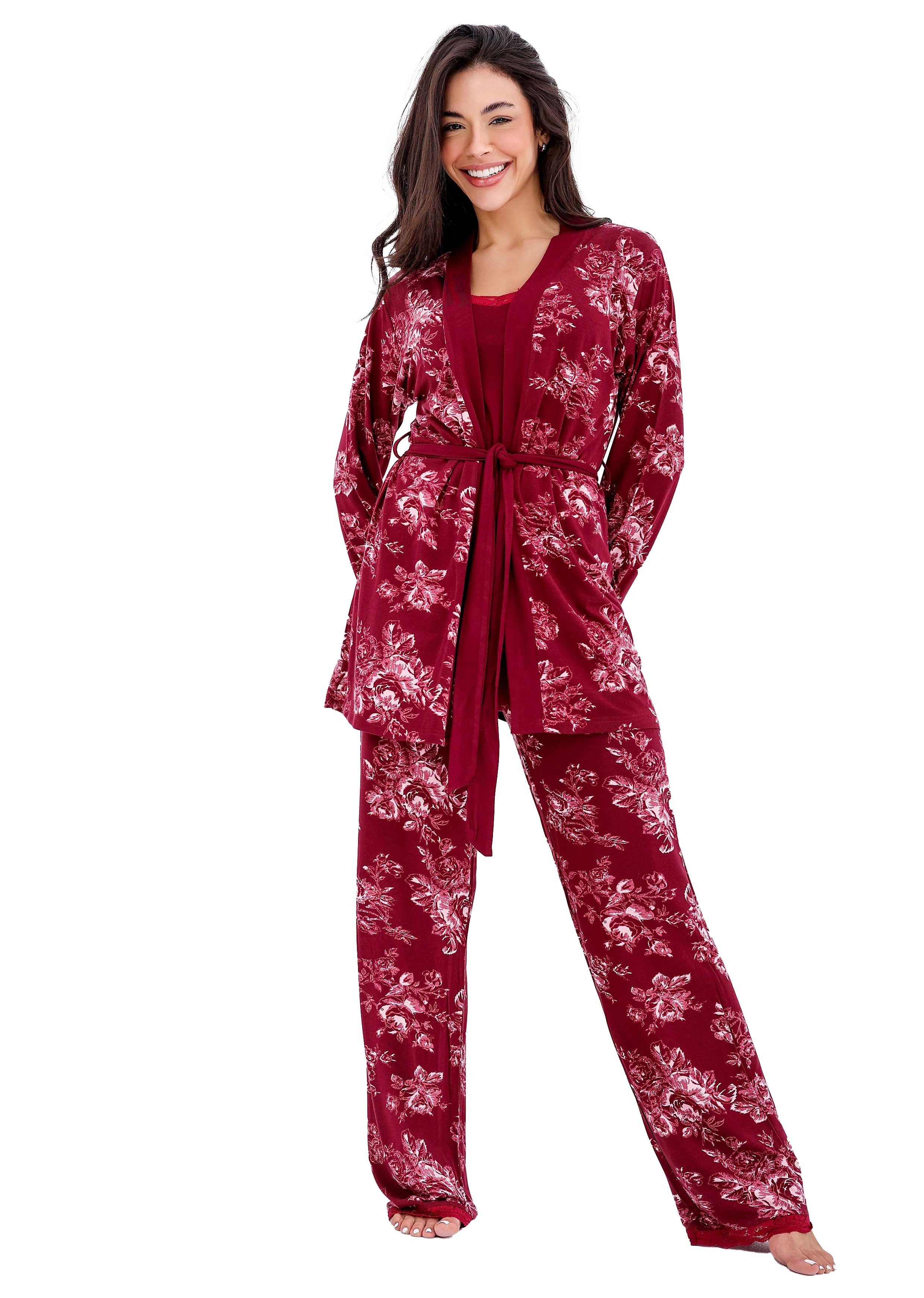 K802 DARK ORHCID 3-PIECE PAJAMA SET