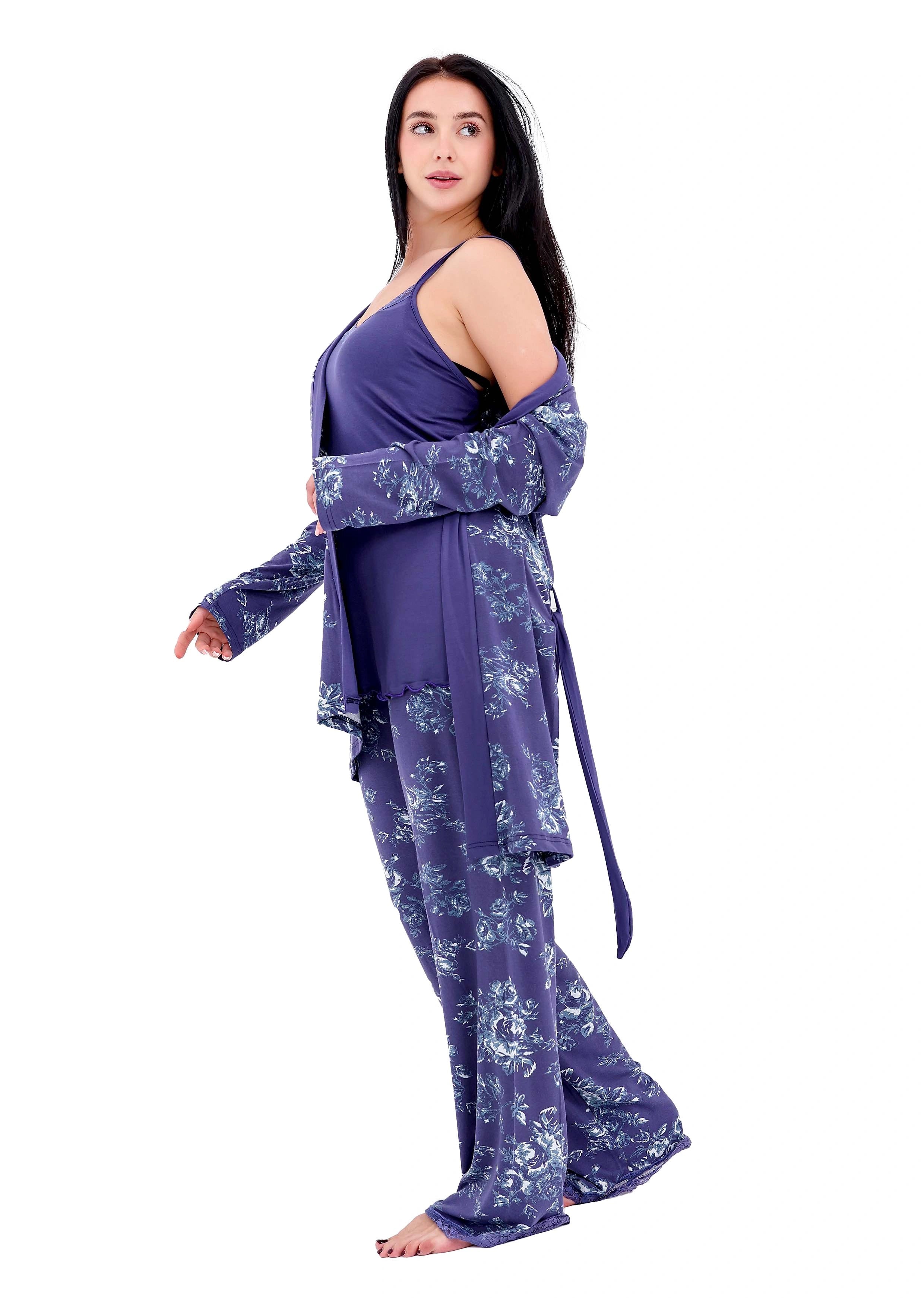 K802 DARK ORHCID 3-PIECE PAJAMA SET