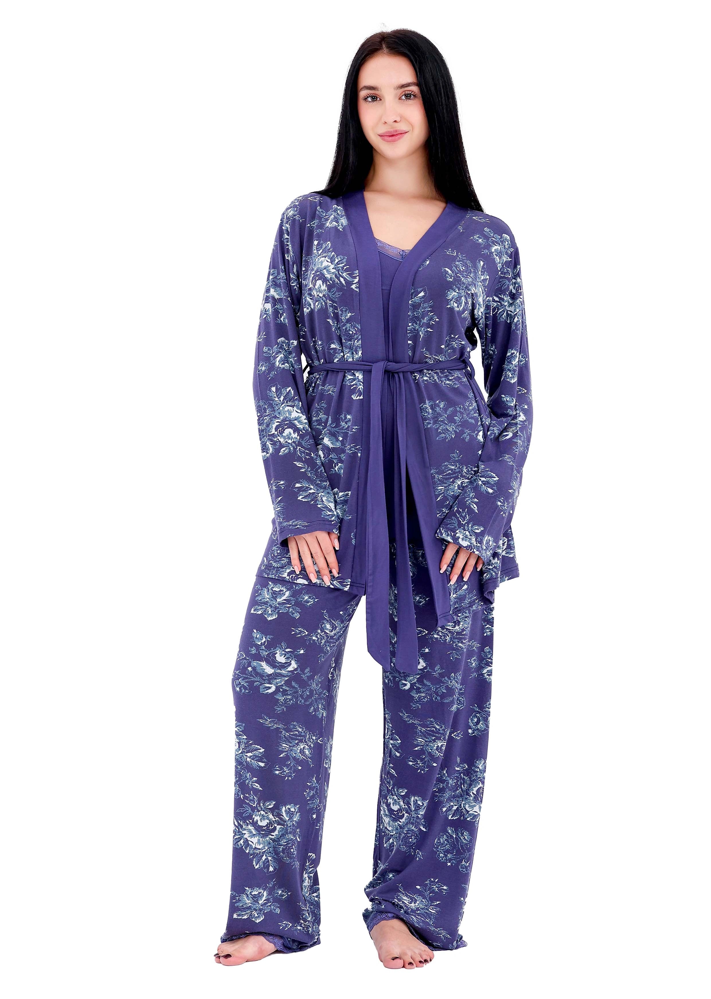 K802 DARK ORHCID 3-PIECE PAJAMA SET