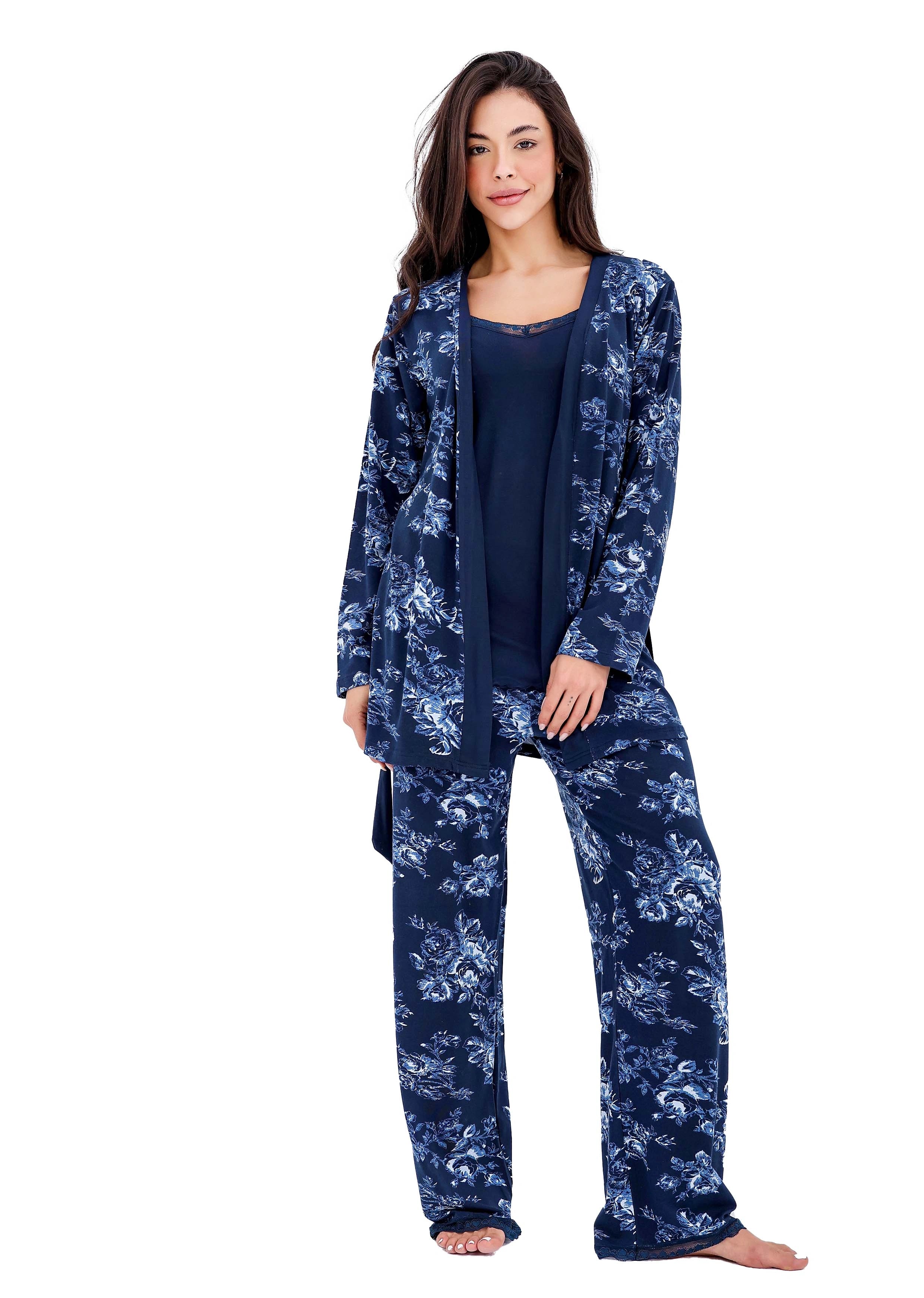 K802 DARK ORHCID 3-PIECE PAJAMA SET