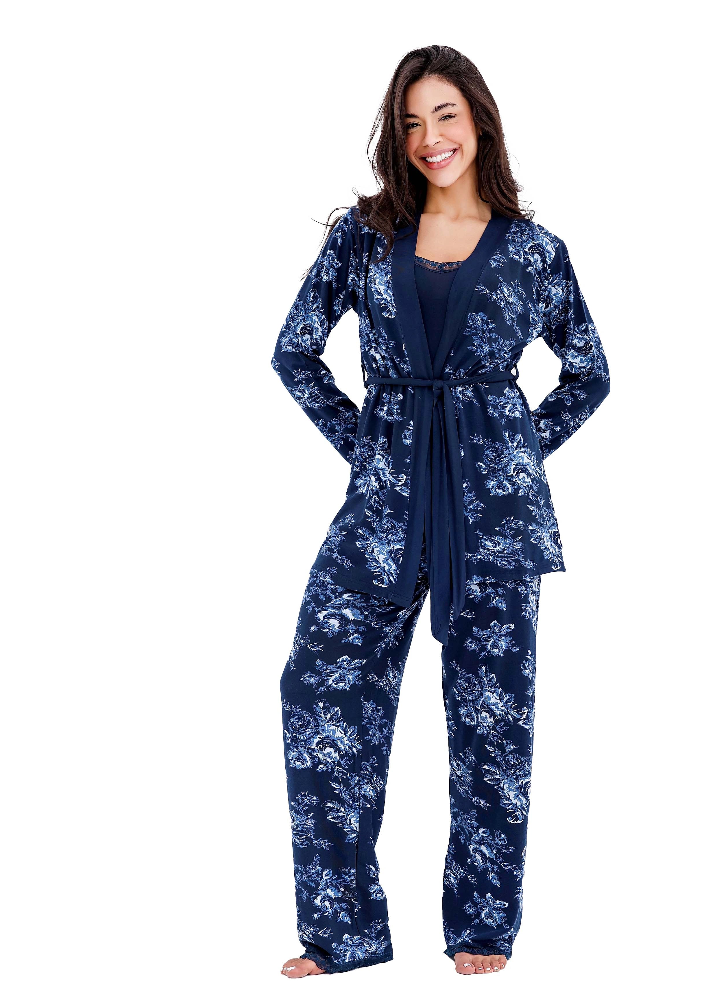 K802 DARK ORHCID 3-PIECE PAJAMA SET