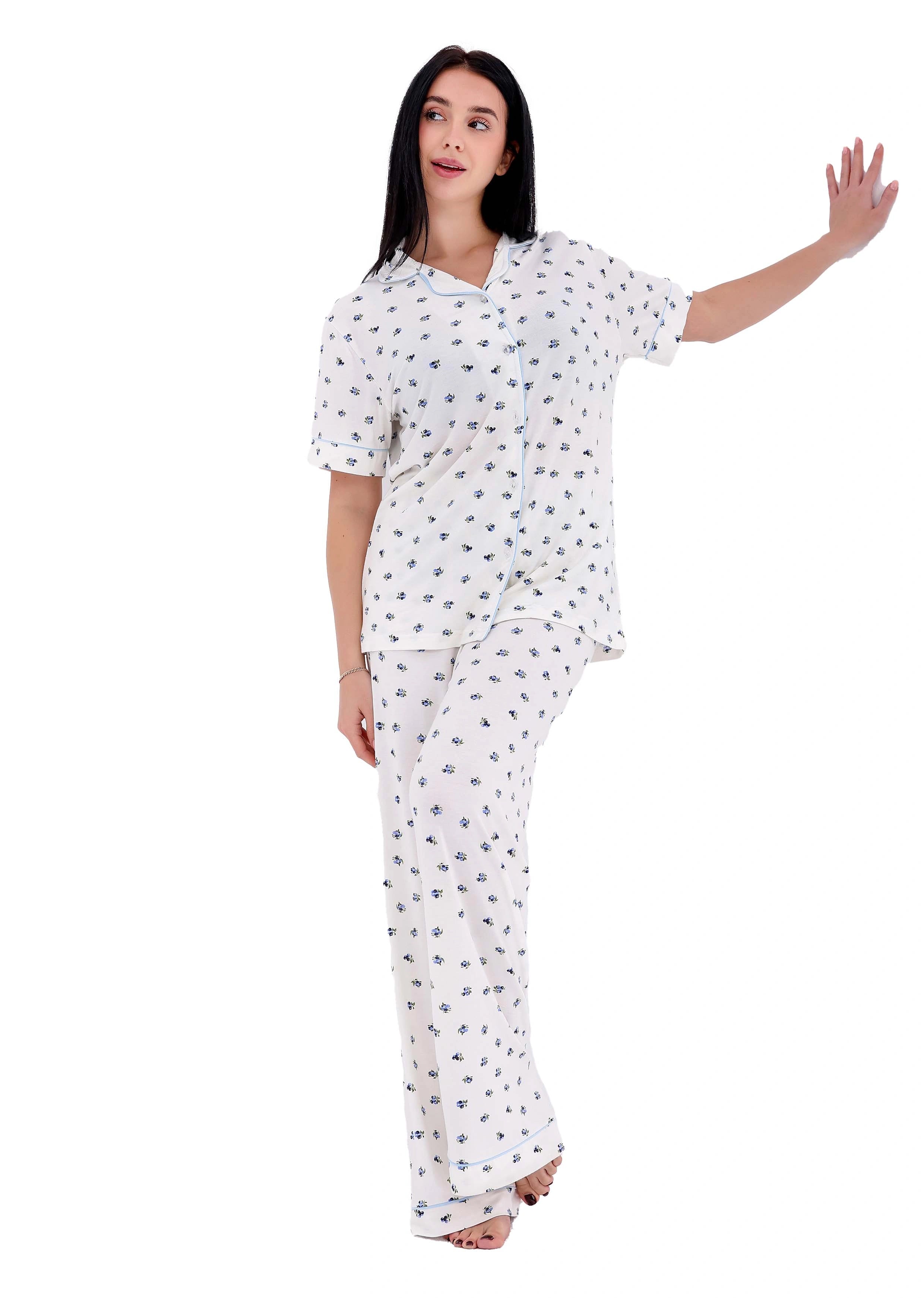 K401 PRETTY BERRIES  BUTTON-UP PAJAMA SET