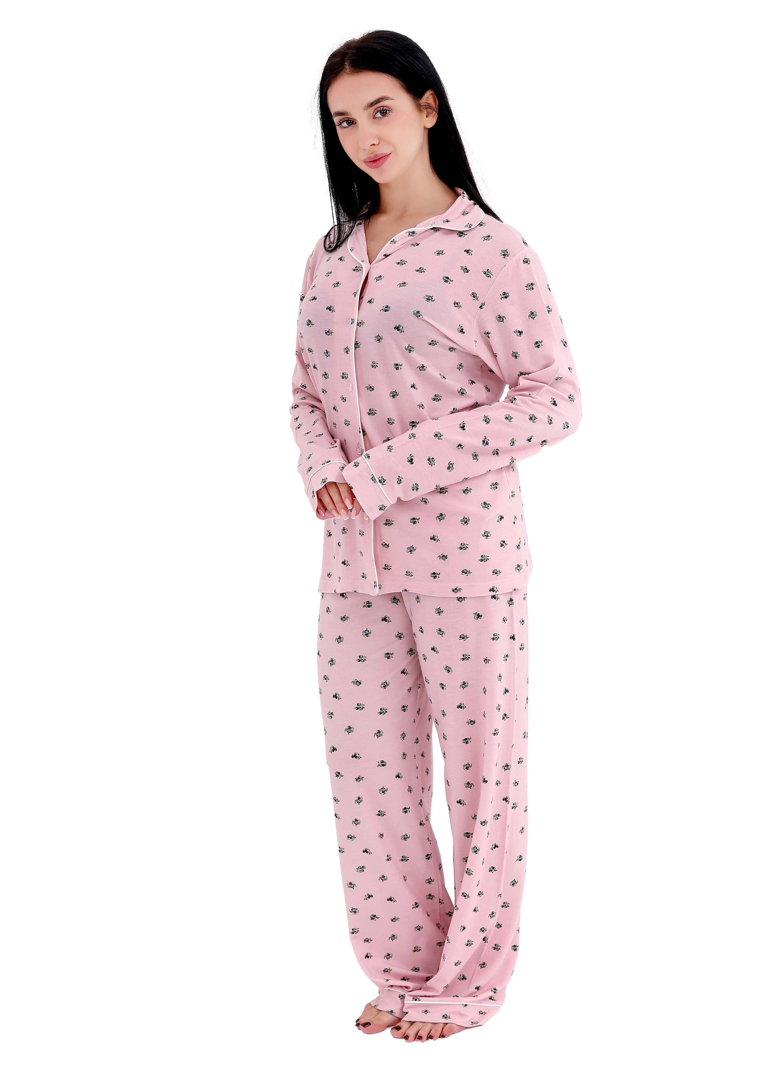 K602 PRETTY BERRIES LONG-SLEEVE BUTTON-UP PAJAMA SET