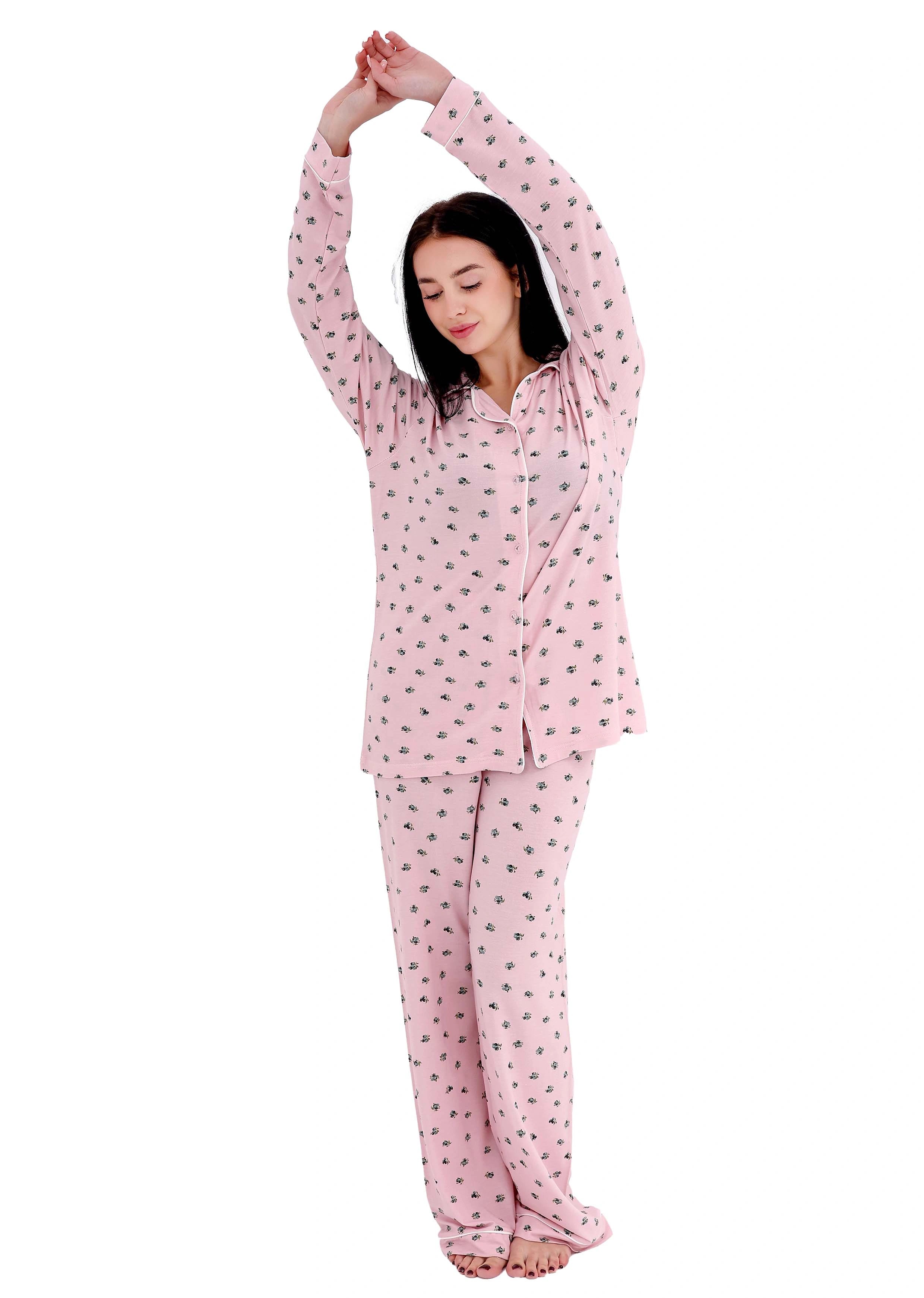 K602 PRETTY BERRIES LONG-SLEEVE BUTTON-UP PAJAMA SET