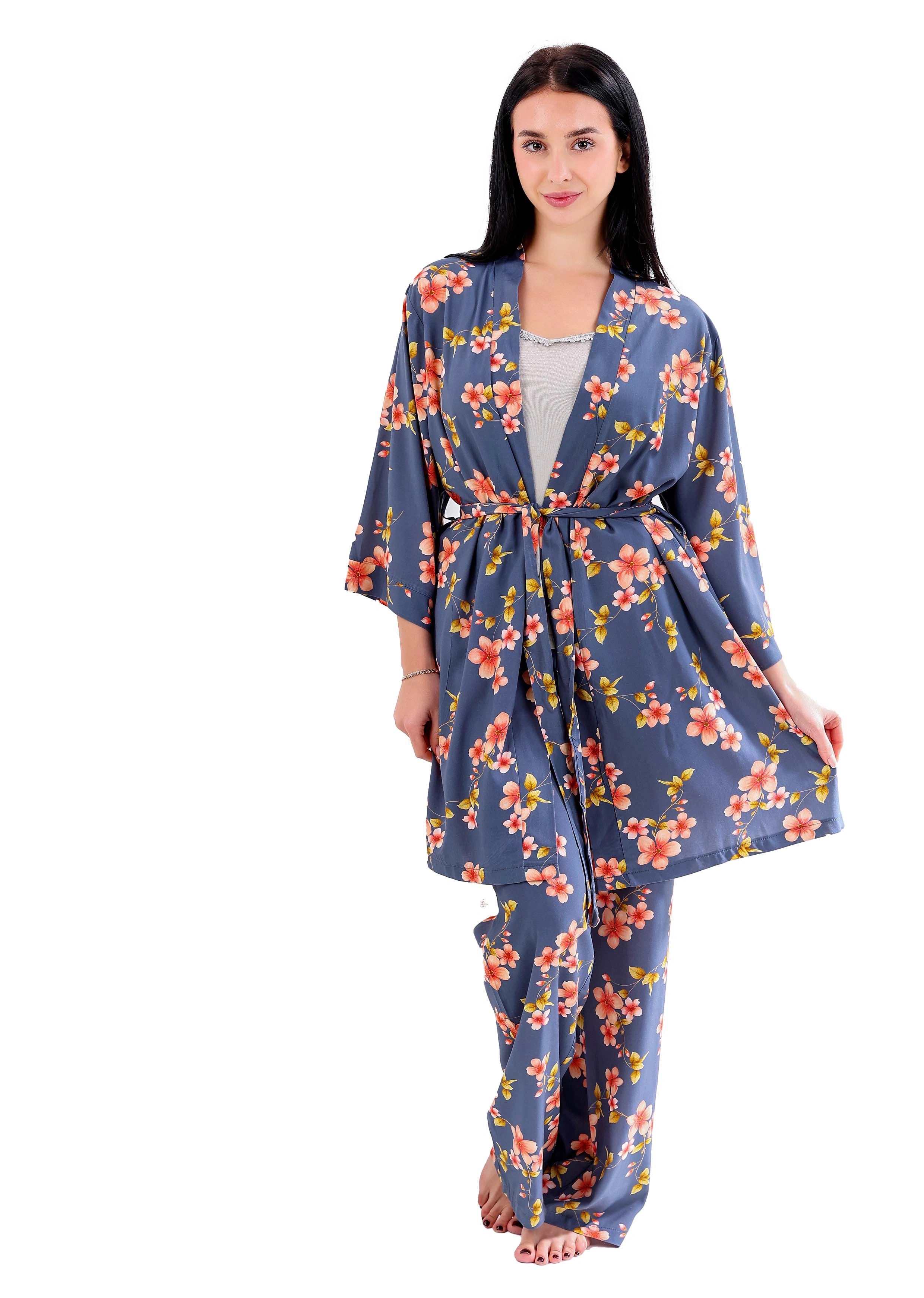 K805 FLORAL 3 PIECES PAJAMA SET