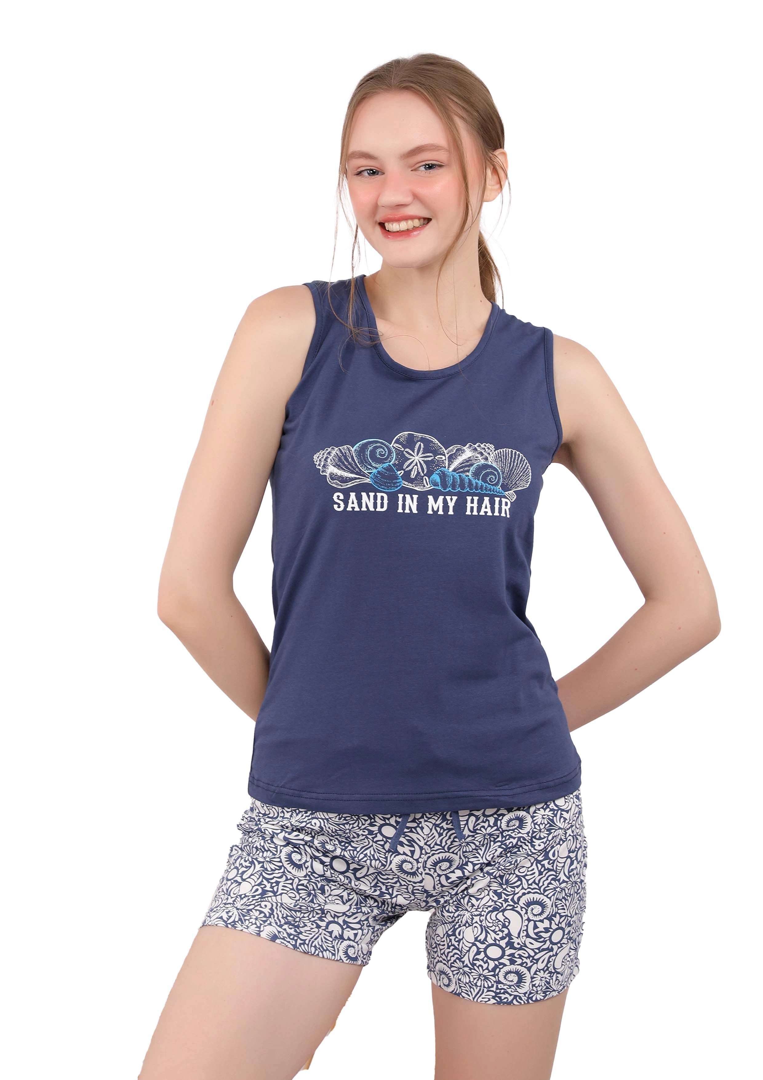 S202 Coastal Breeze Seashell Short Pajama Set