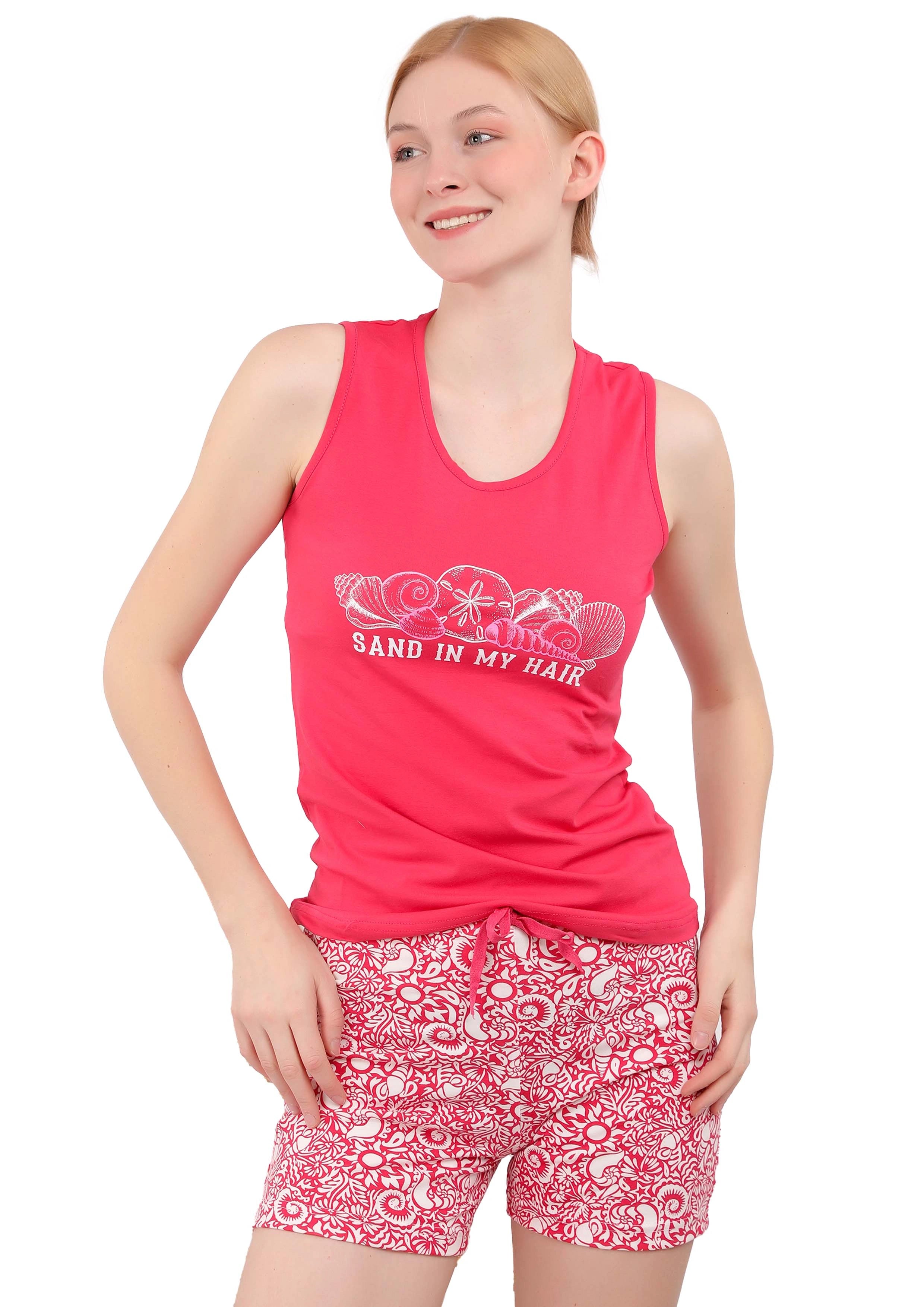 S202 Coastal Breeze Seashell Short Pajama Set