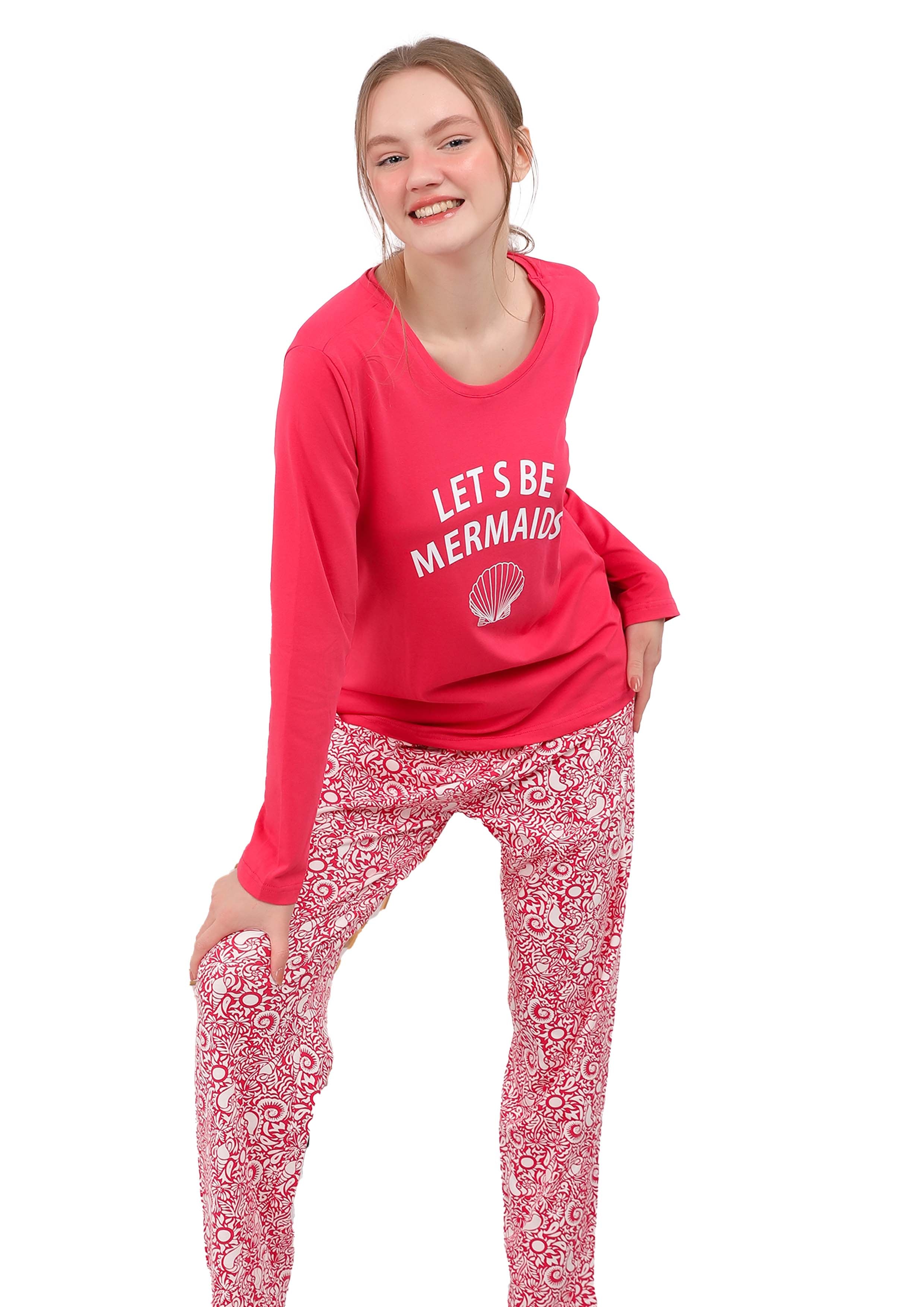 S102 RED MERMAID PANTS PAJAMA SET