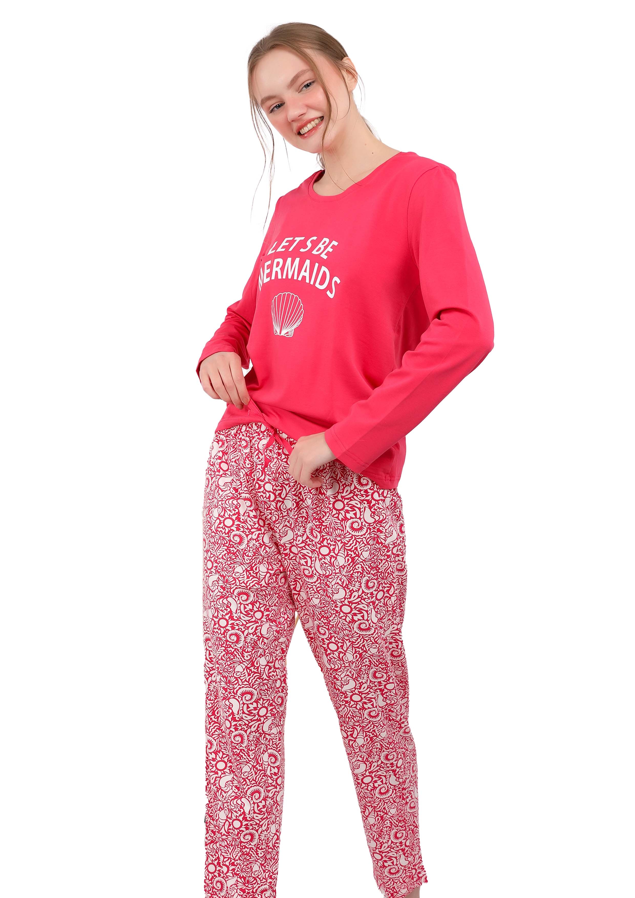 S102 RED MERMAID PANTS PAJAMA SET