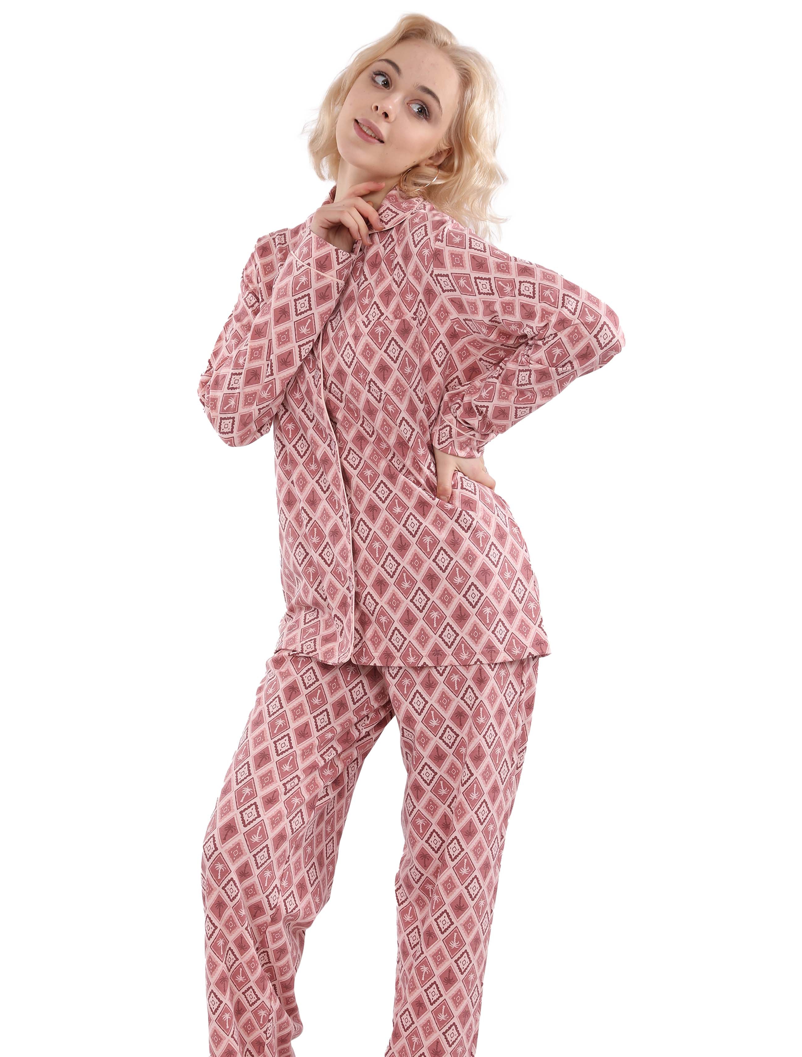 S607 COLORFUL PALMS PANTS PAJAMA SET