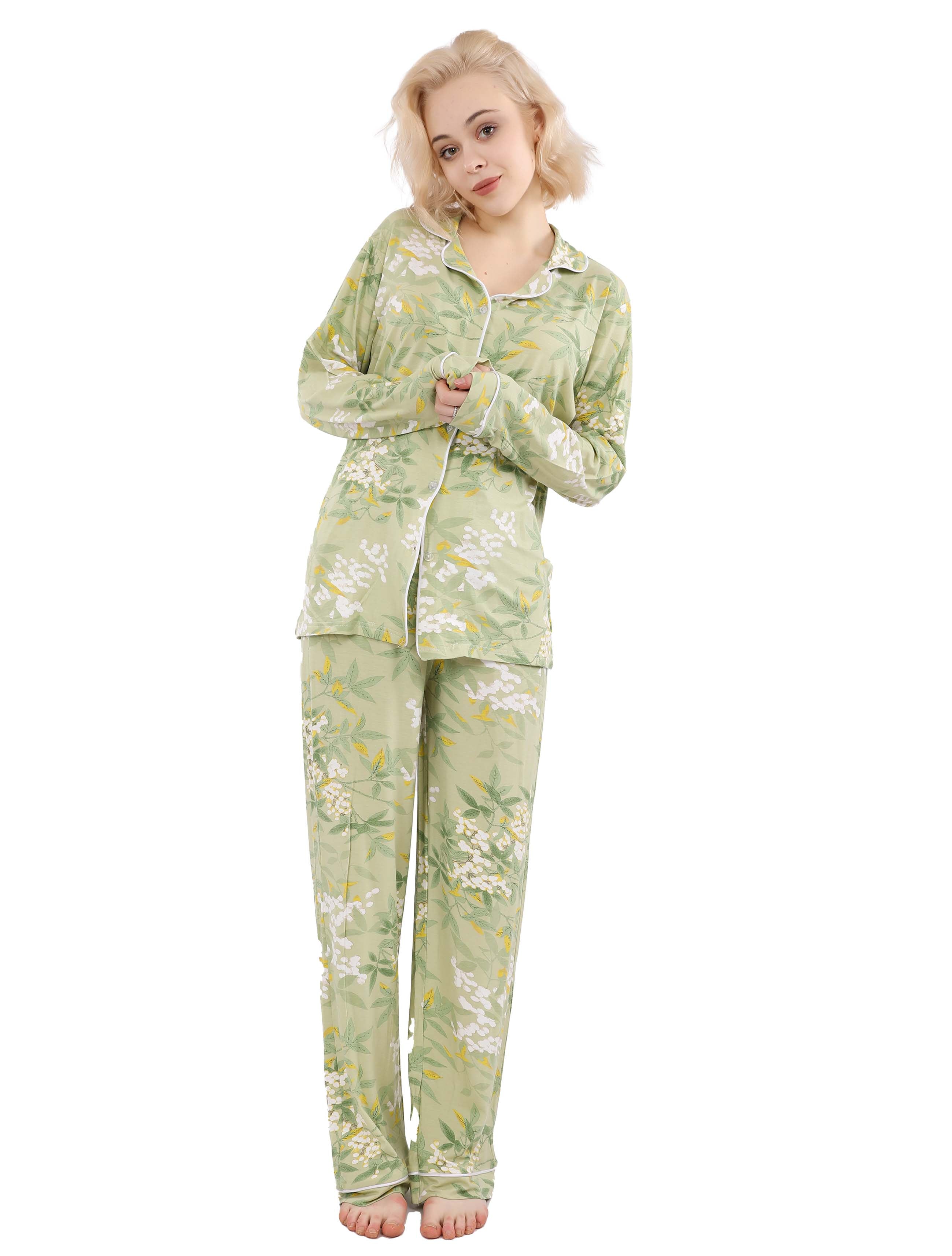 V605 Meadow Bloom Long Sleeves Buttoned Pajama Set
