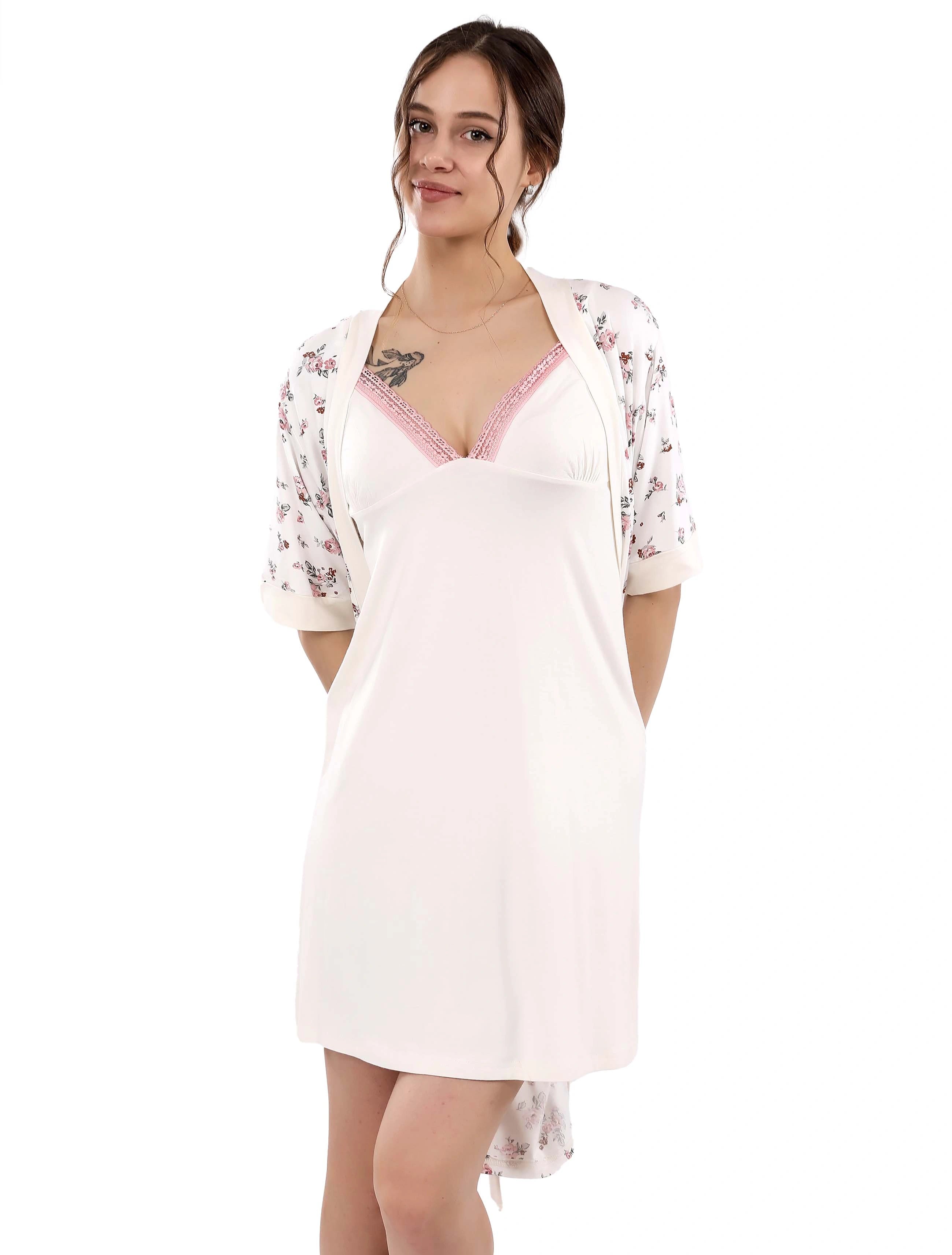 V716 PINK BLOSSOMS 2-PIECE ROBE SET