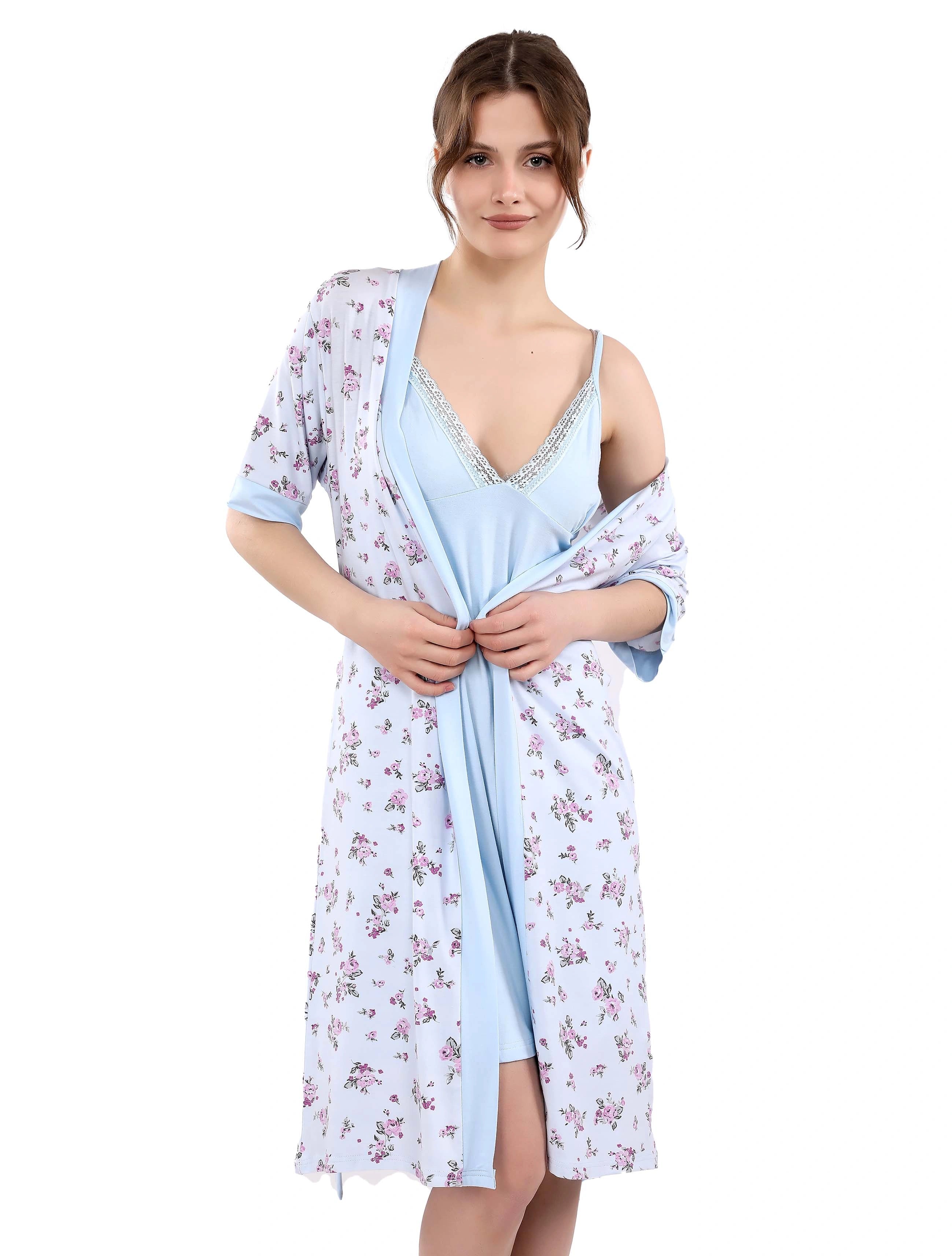 V716 PINK BLOSSOMS 2-PIECE ROBE SET