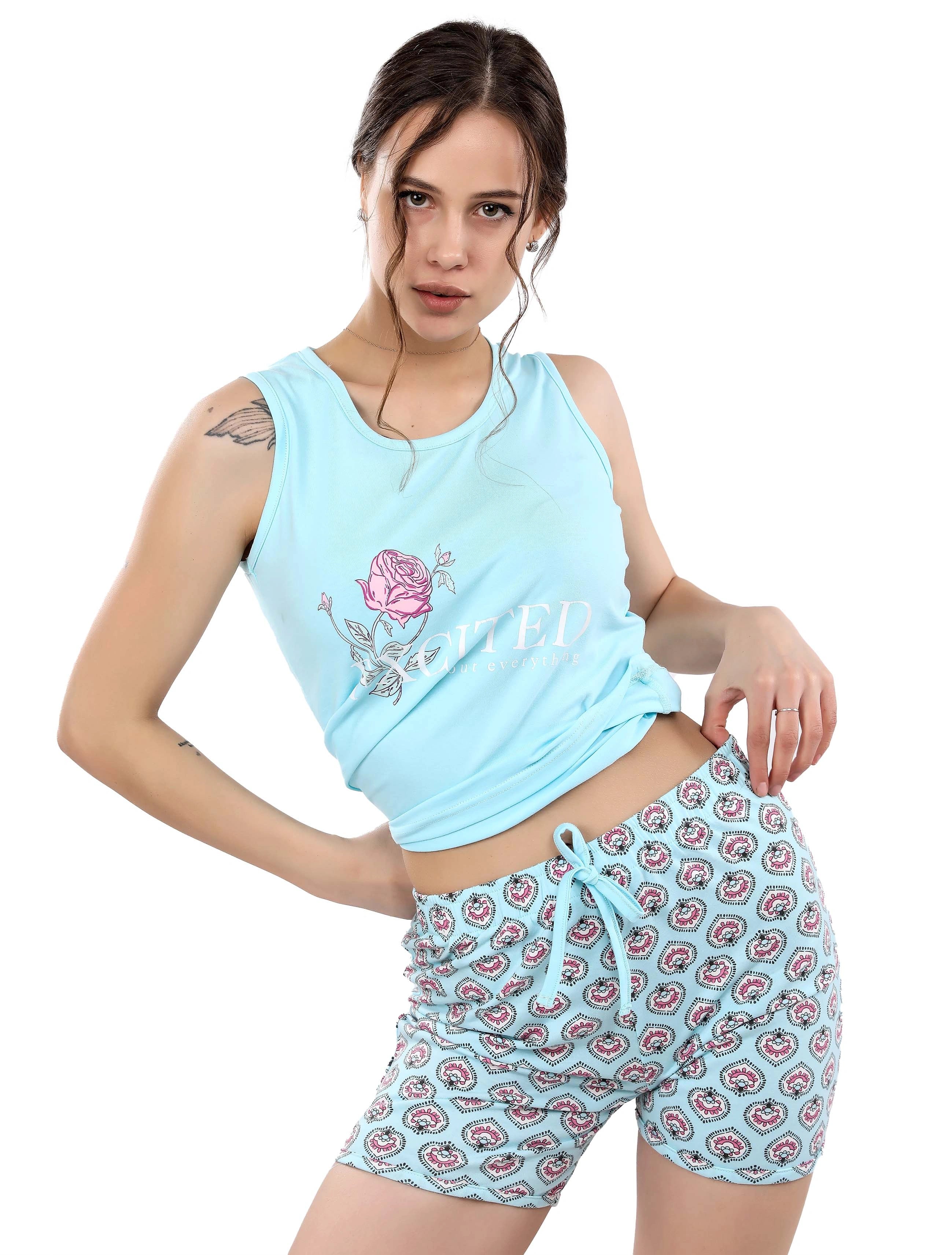S218 QUEEEN OF HEARTS SHORTS PAJAMA SET