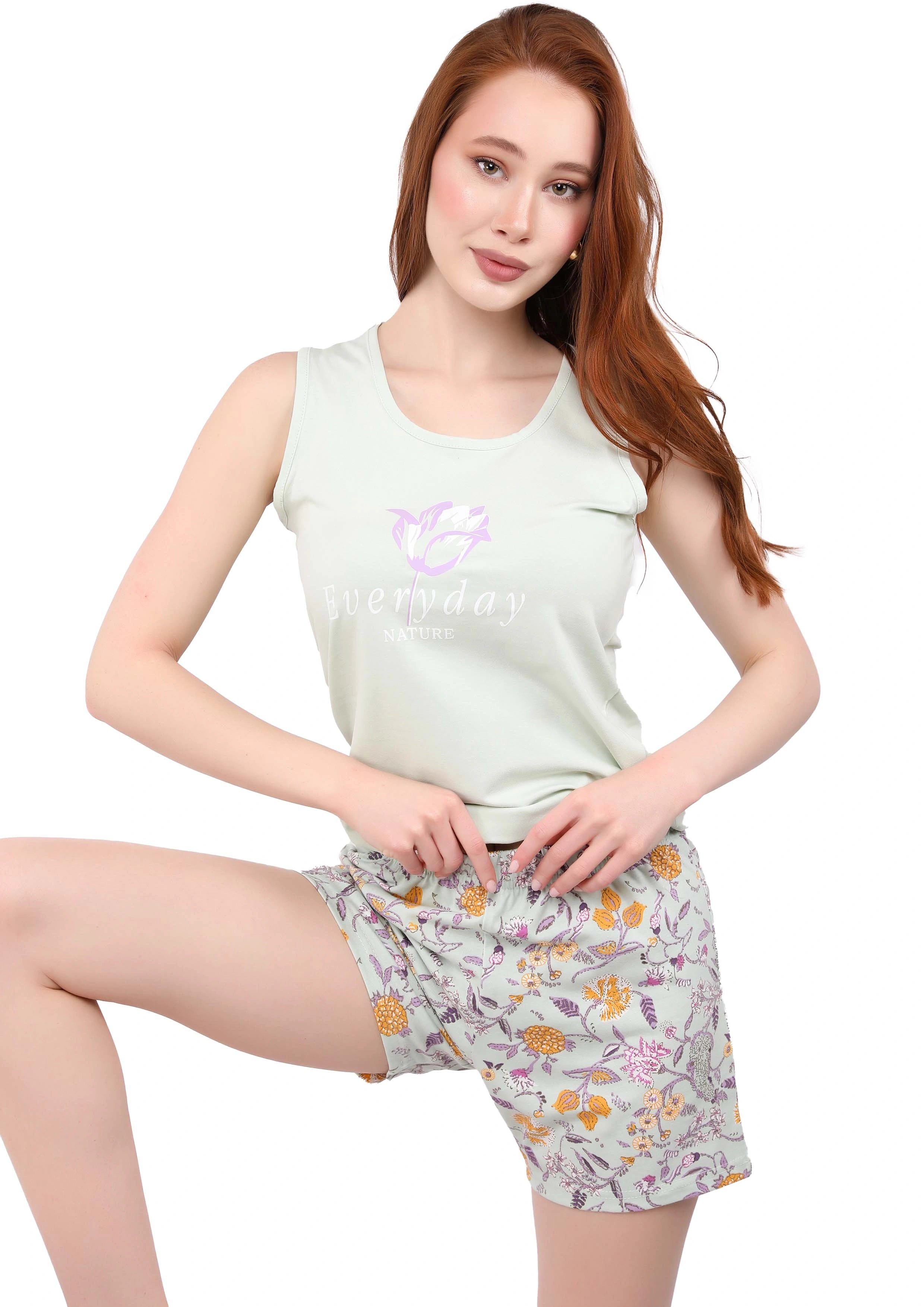 S247 Pastel Flowers SHORTS Pajama Set