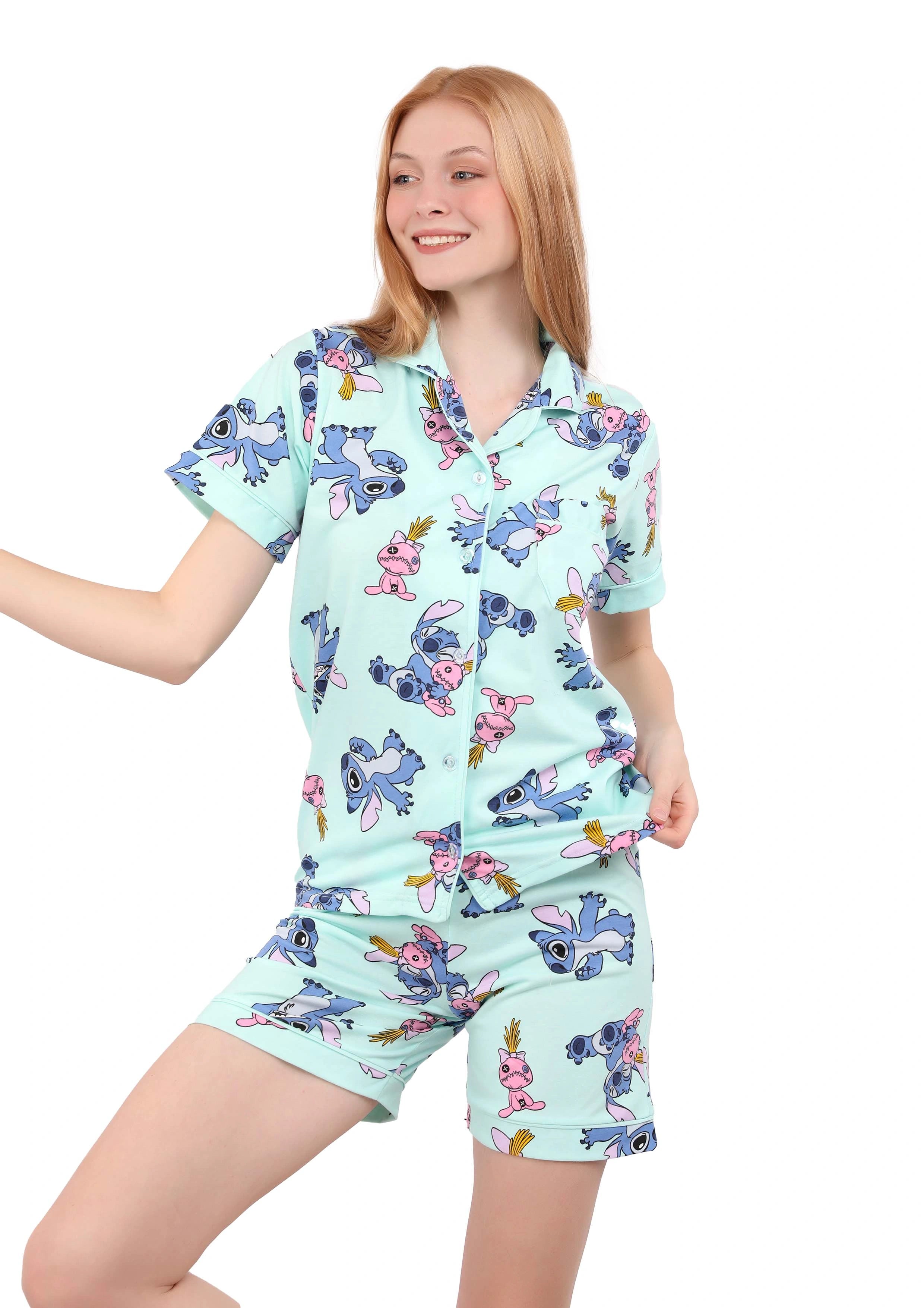 طقم بيجامة قصيرة بأزرار LILO AND STITCH طراز S514