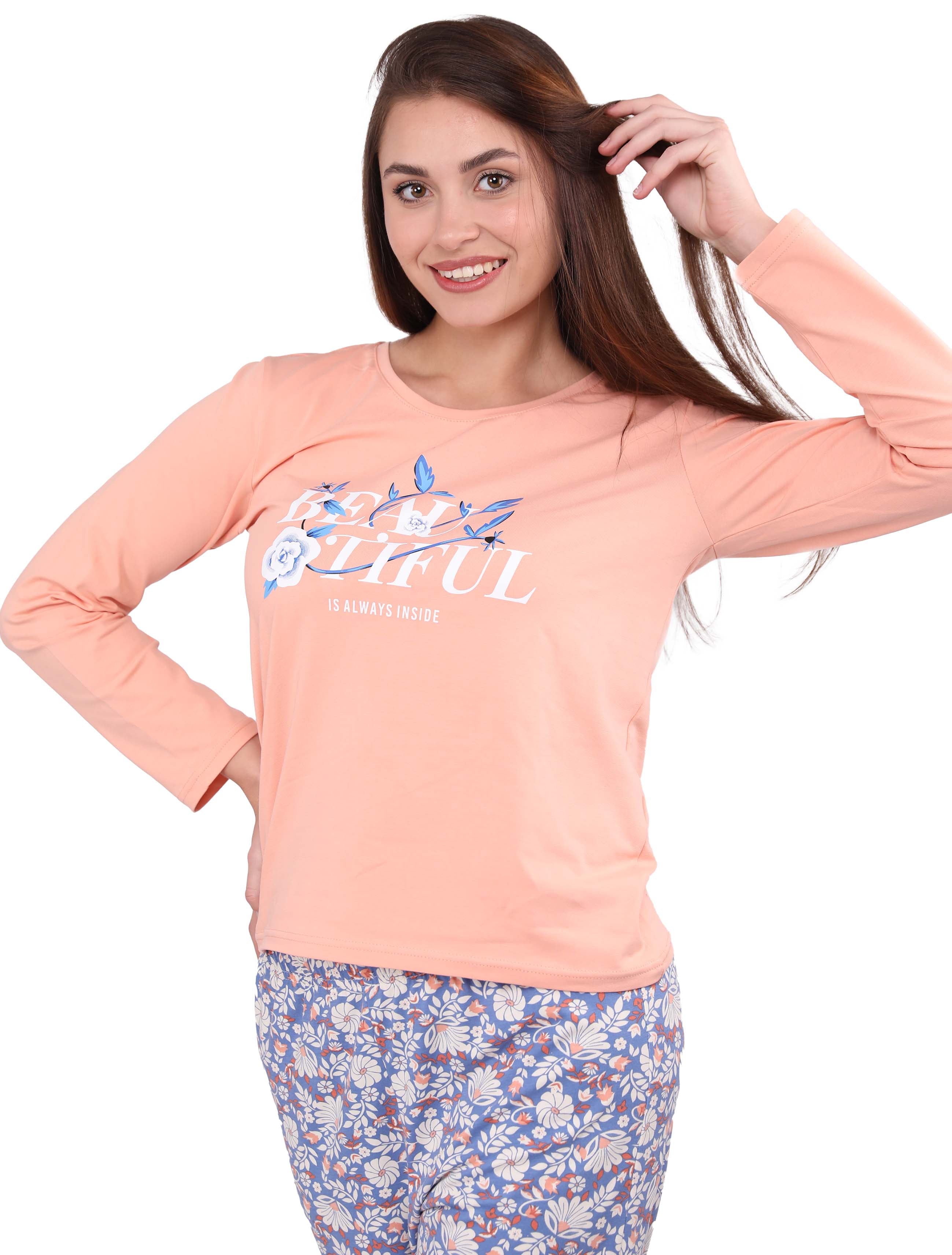 S104 WHITE ROSE PANTS PAJAMA SET