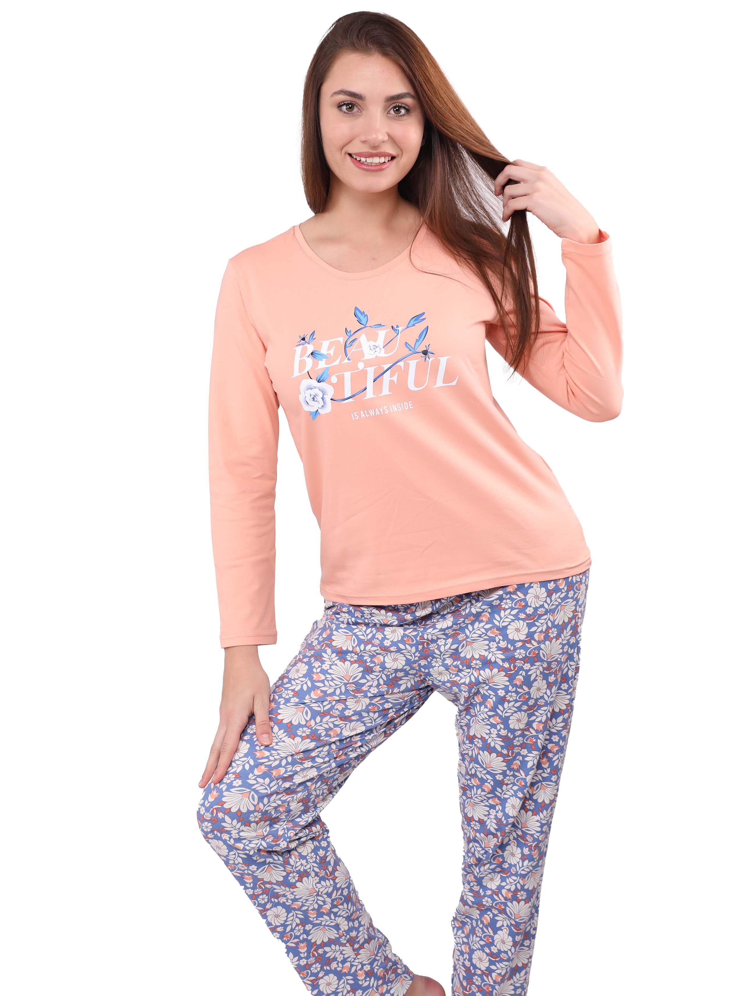 S104 WHITE ROSE PANTS PAJAMA SET