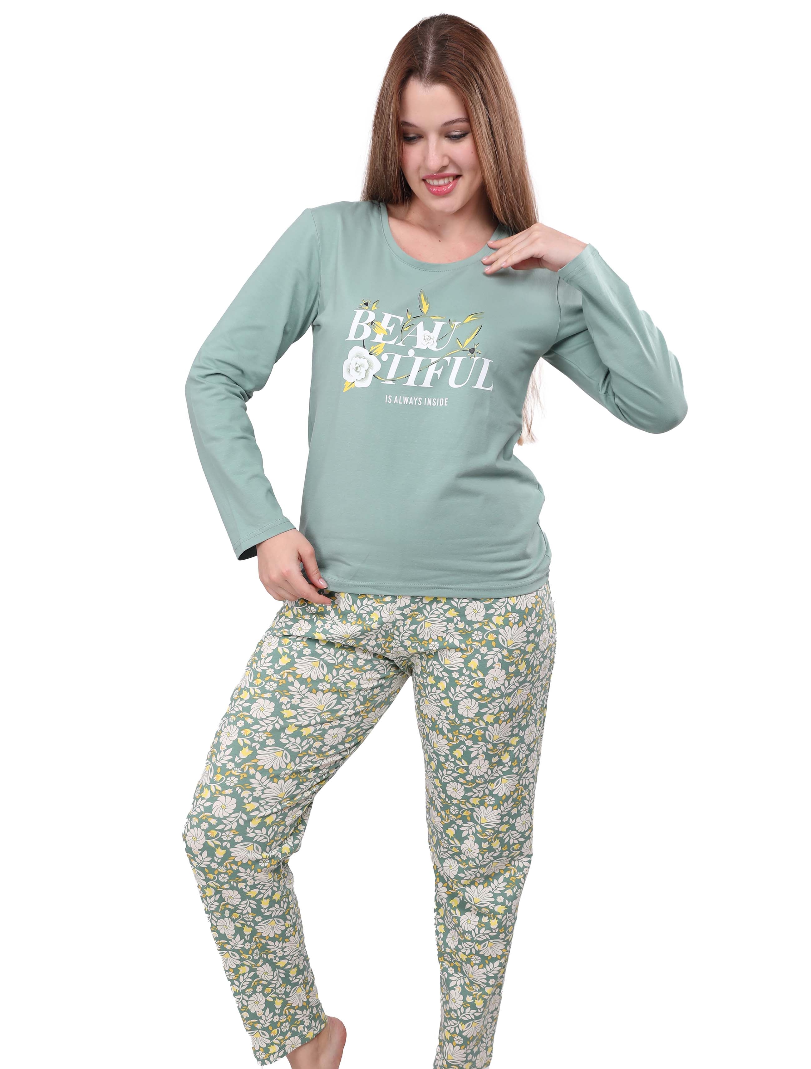 S104 WHITE ROSE PANTS PAJAMA SET