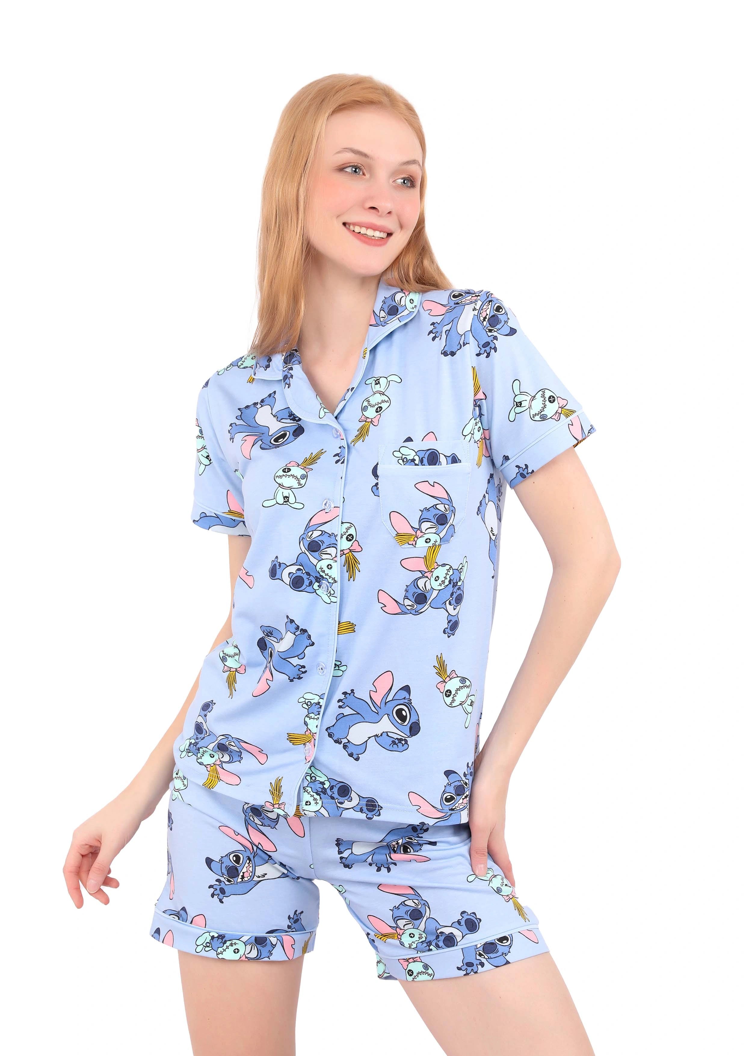 طقم بيجامة قصيرة بأزرار LILO AND STITCH طراز S514