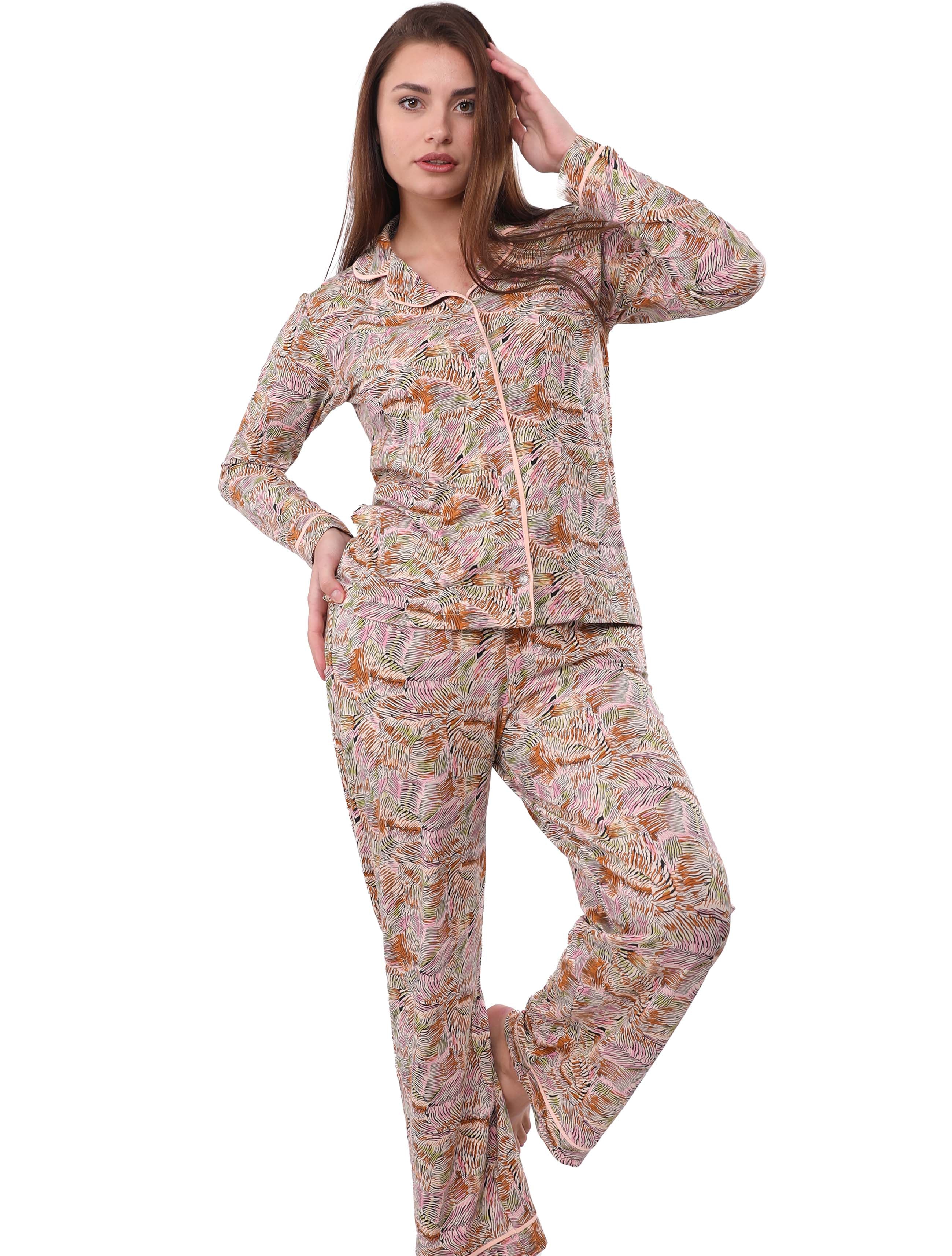 V608 BROWN ZEBRA PAJAMA SET