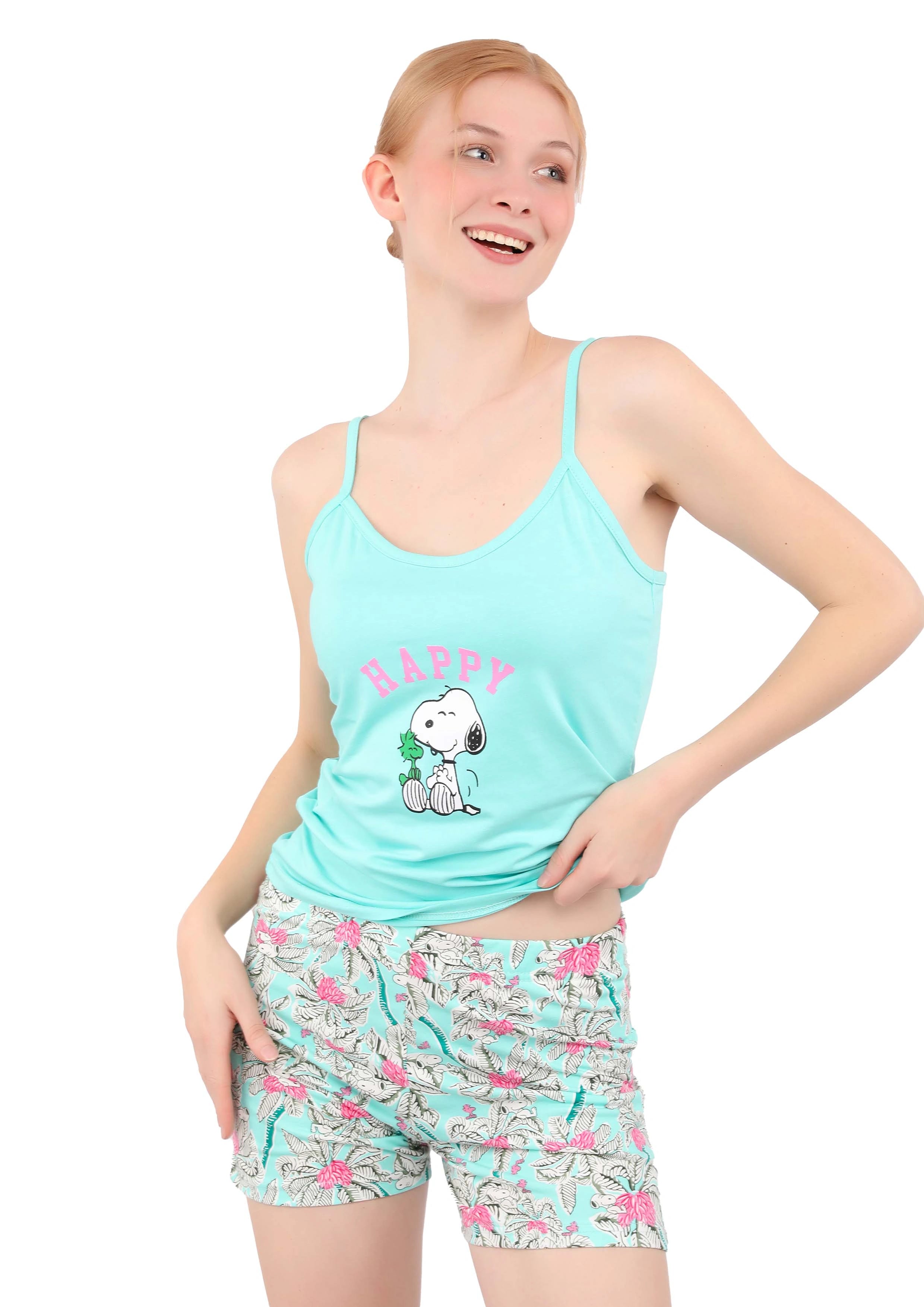 S241 SNOOPY PALMS SHORTS PAJAMA SET